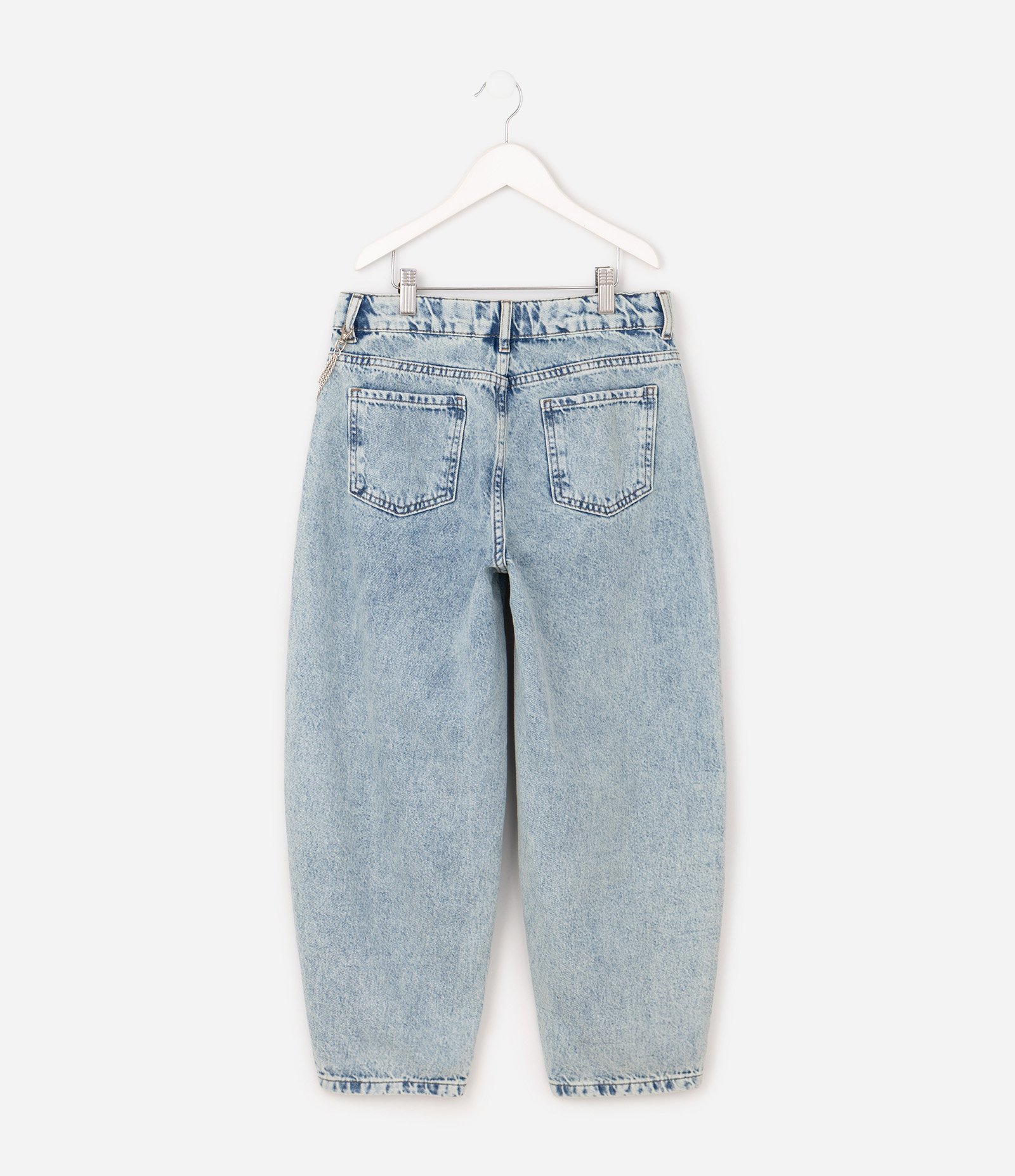 Calça Infantil Balloon em Jeans Marmorizado com Corrente - Tam 5 a 16 Anos Azul 2
