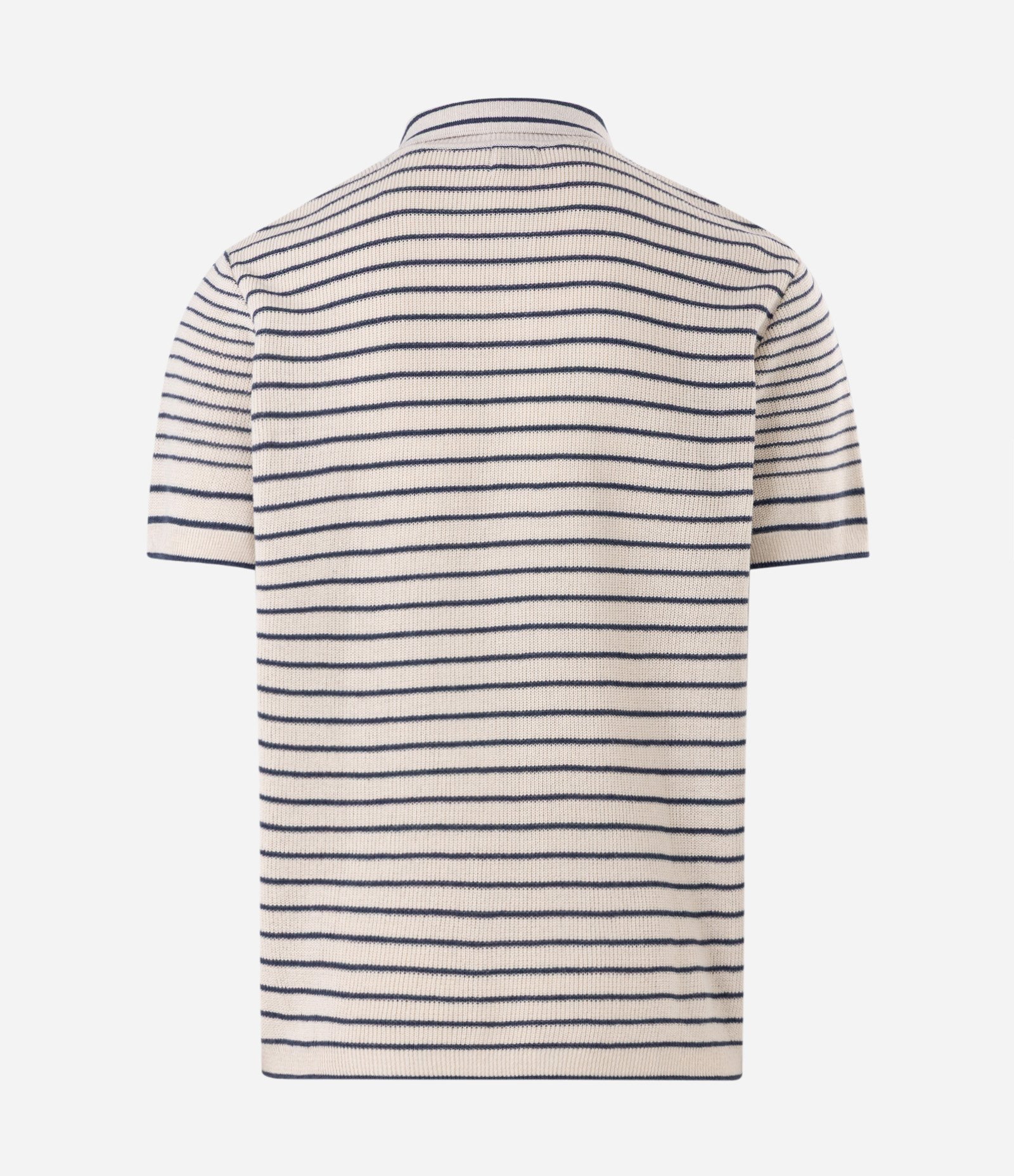 Camisa Polo em Tricô Listrado com Botões Bege 8