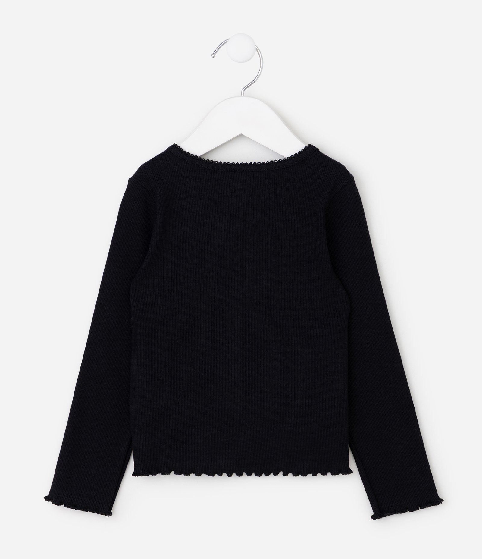 Camiseta Slim Infantil em Algodão Canelado com Bordado Flor – Tam 1 a 6 Anos Preto 2