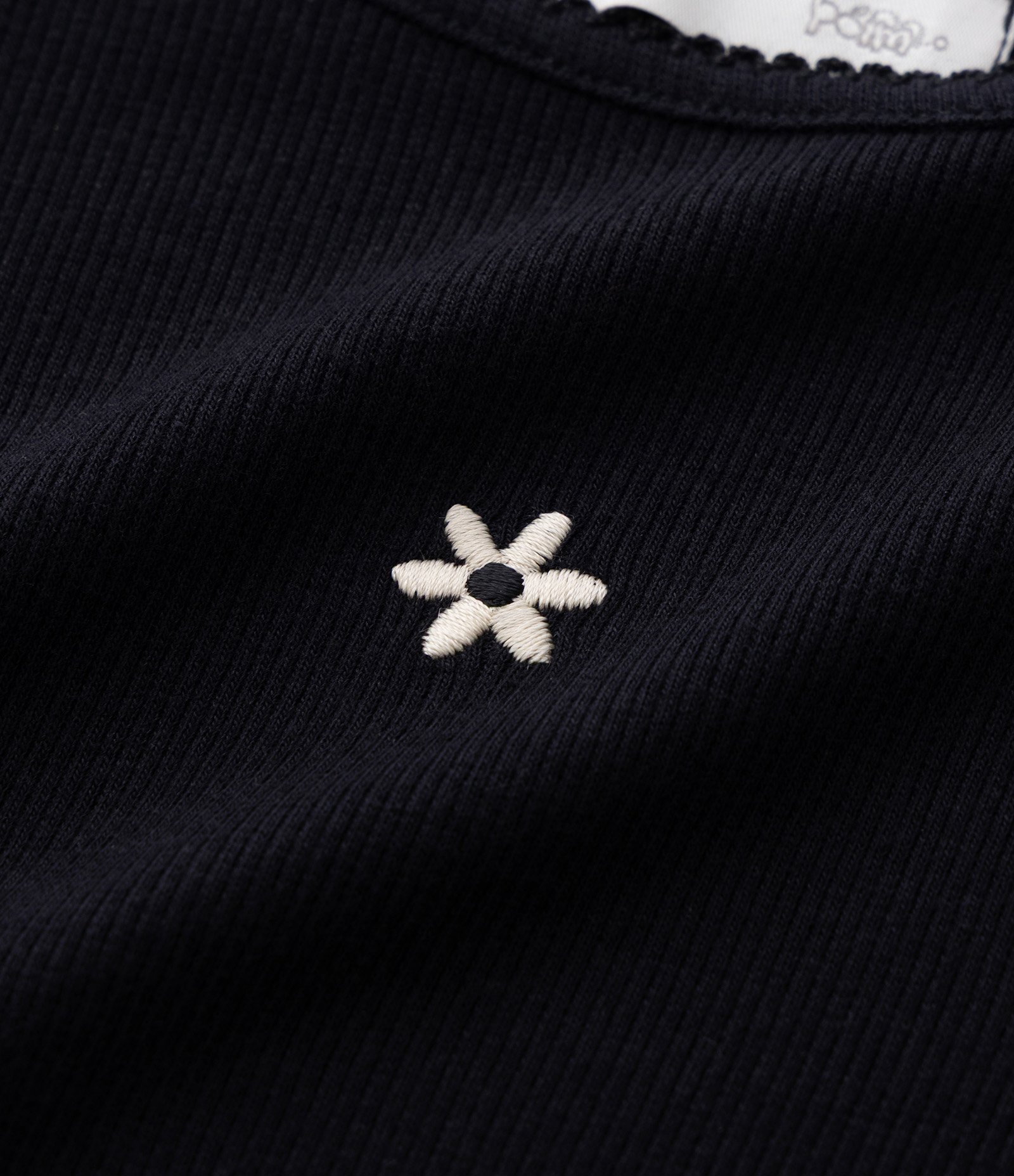Camiseta Slim Infantil em Algodão Canelado com Bordado Flor – Tam 1 a 6 Anos Preto 4