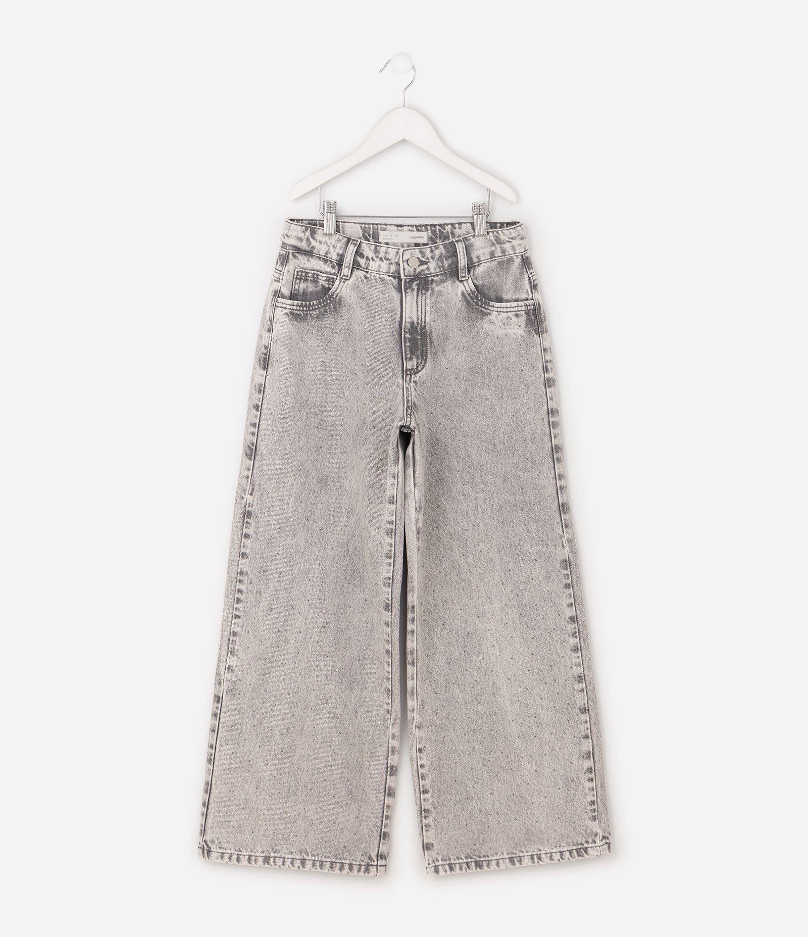 Calça Jeans Fashion Wide Infantil - Tam 5 a 16 Anos Cinza 2