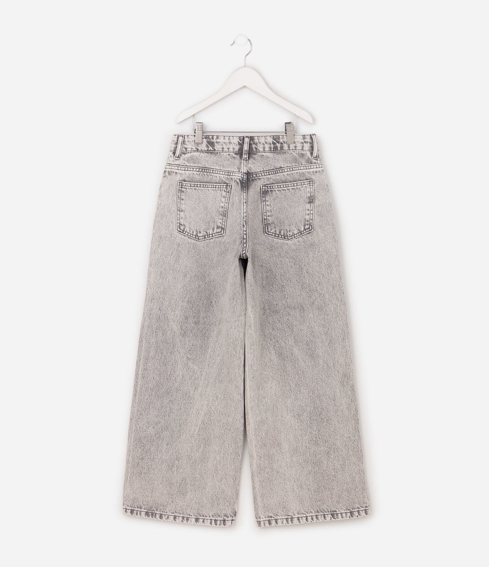 Calça Jeans Fashion Wide Infantil - Tam 5 a 16 Anos Cinza 3