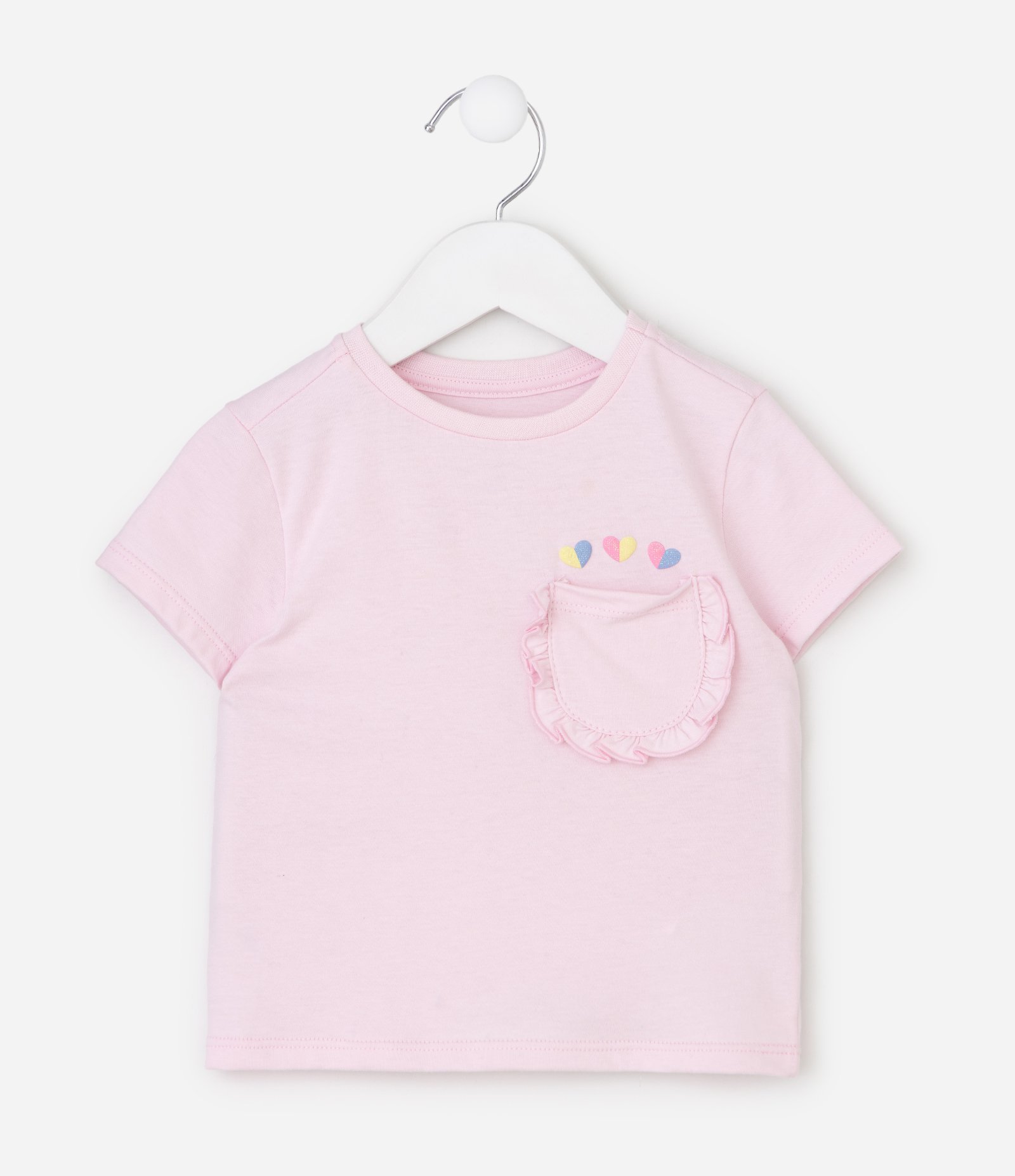 Blusa Relaxed Infantil em Algodão com Bolso e Corações – Tam 1 a 6 Anos Rosa 2