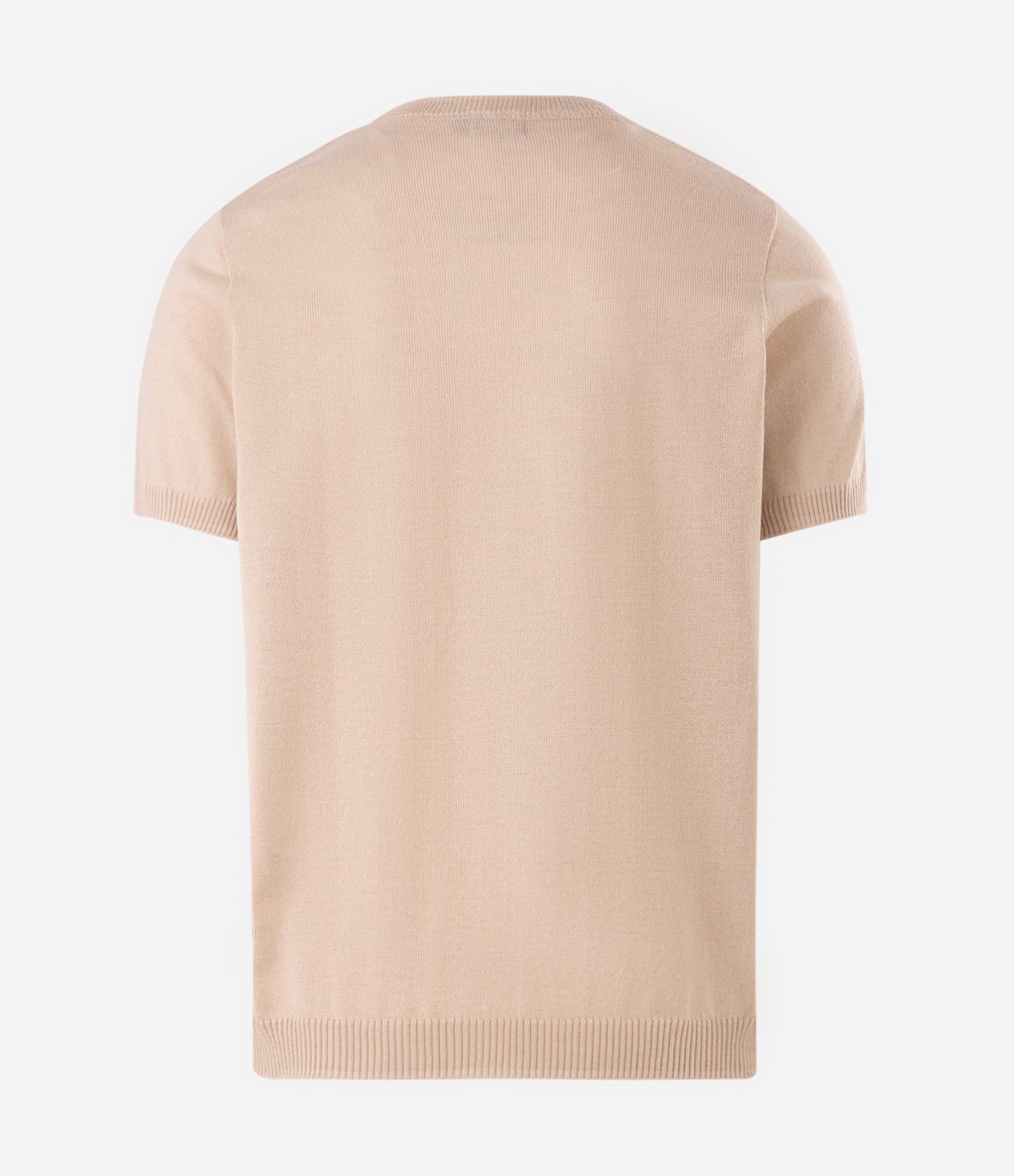 Camiseta em Tricô com Listras Diagonais Bege 6