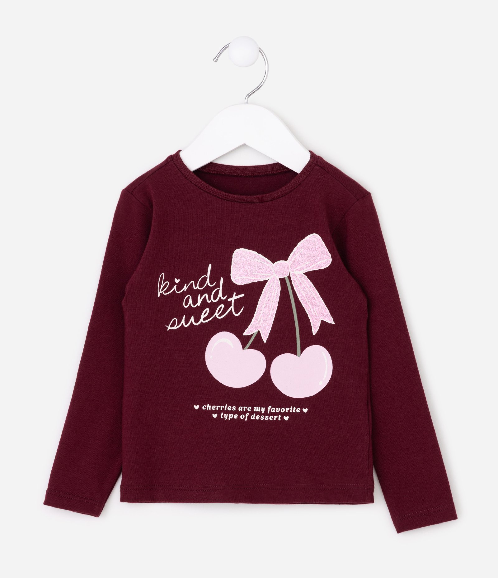 Camiseta Infantil Em Algodão com Estampa de Laço e Cereja - Tam 1 a 6 Anos Vermelho 7