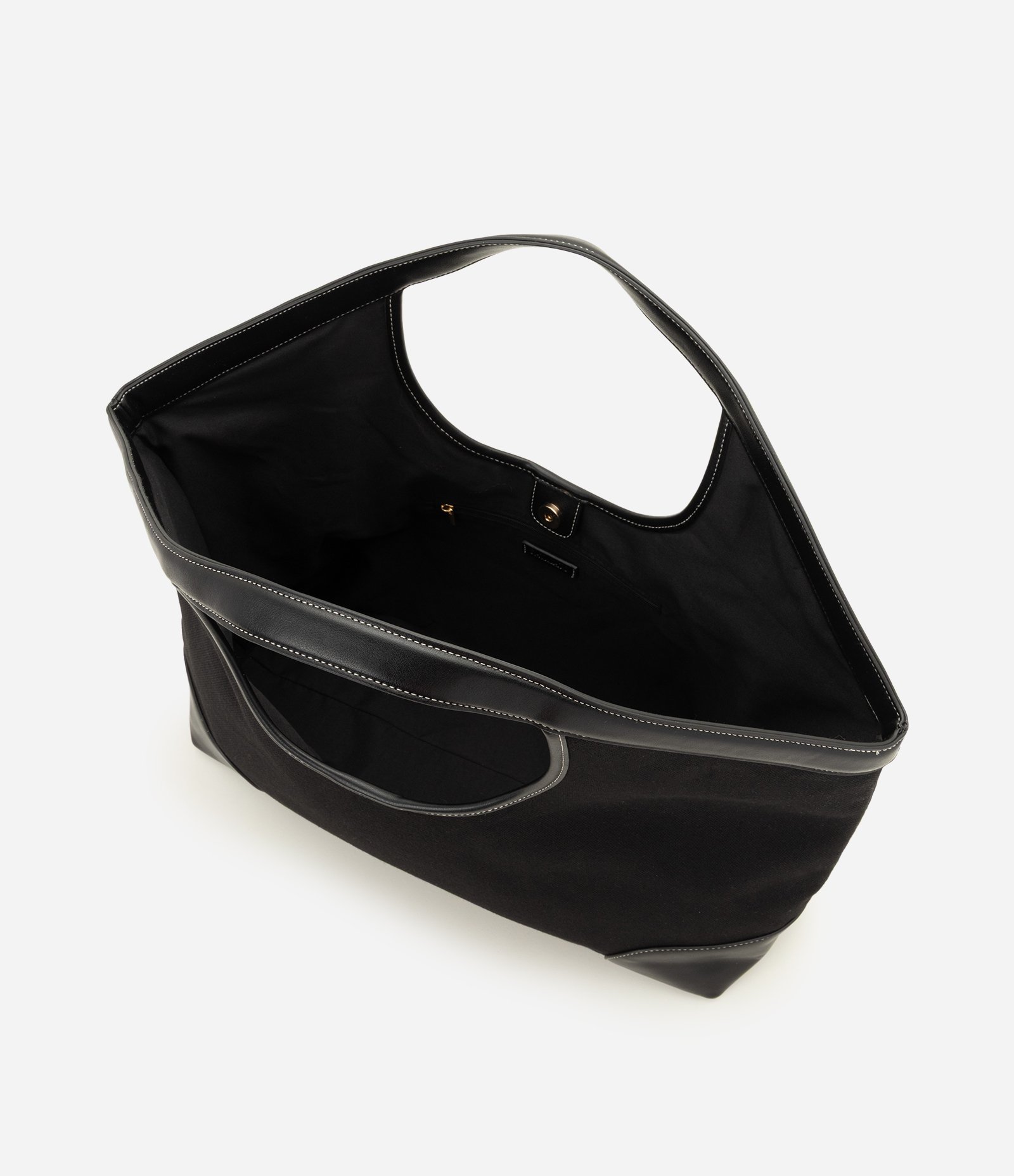 Bolsa Shopper Grande com Detalhes em PU Preto 10