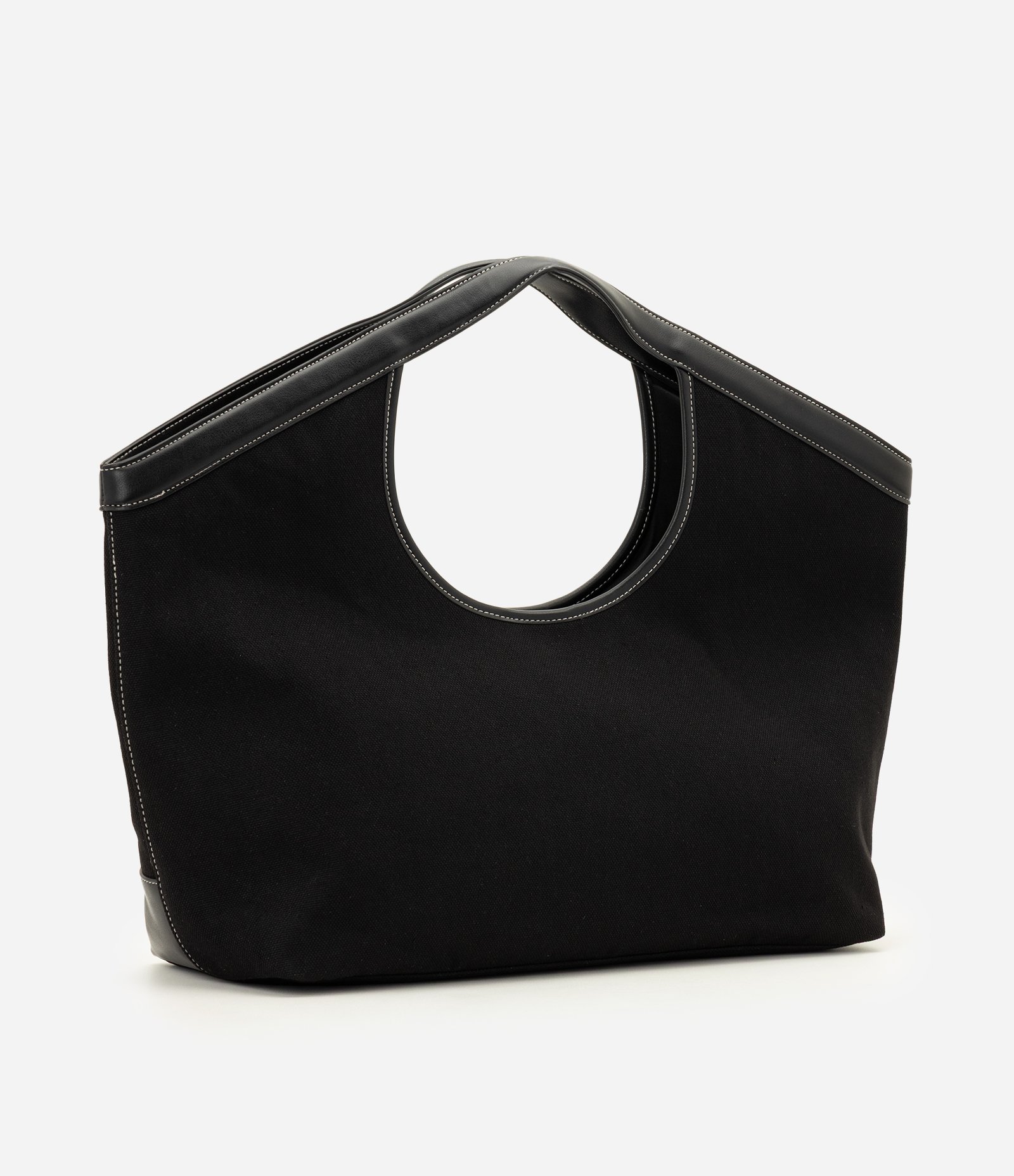 Bolsa Shopper Grande com Detalhes em PU Preto 3