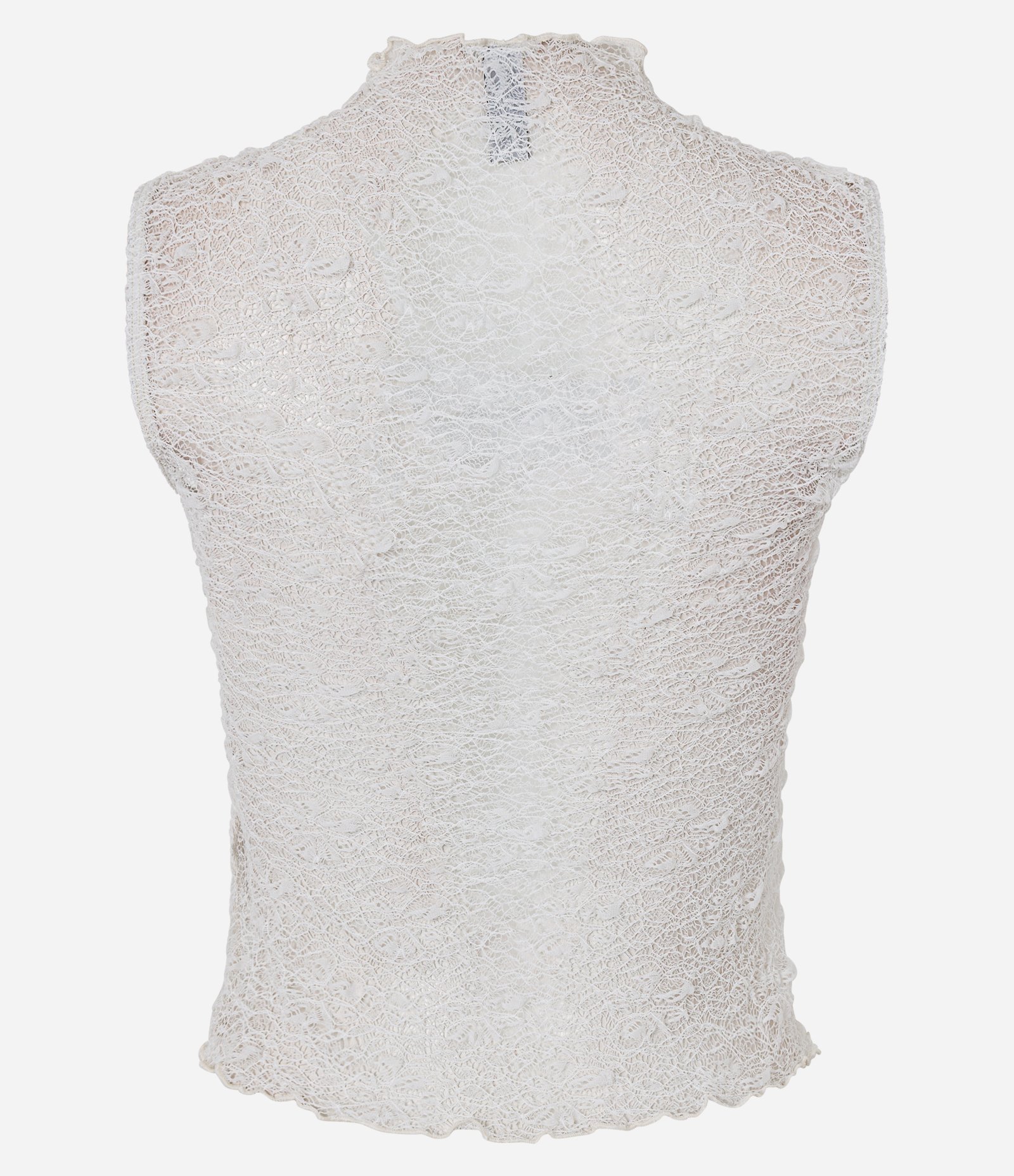 Blusa Gola Alta em Renda Vazadinha e Texturizada Branco 3