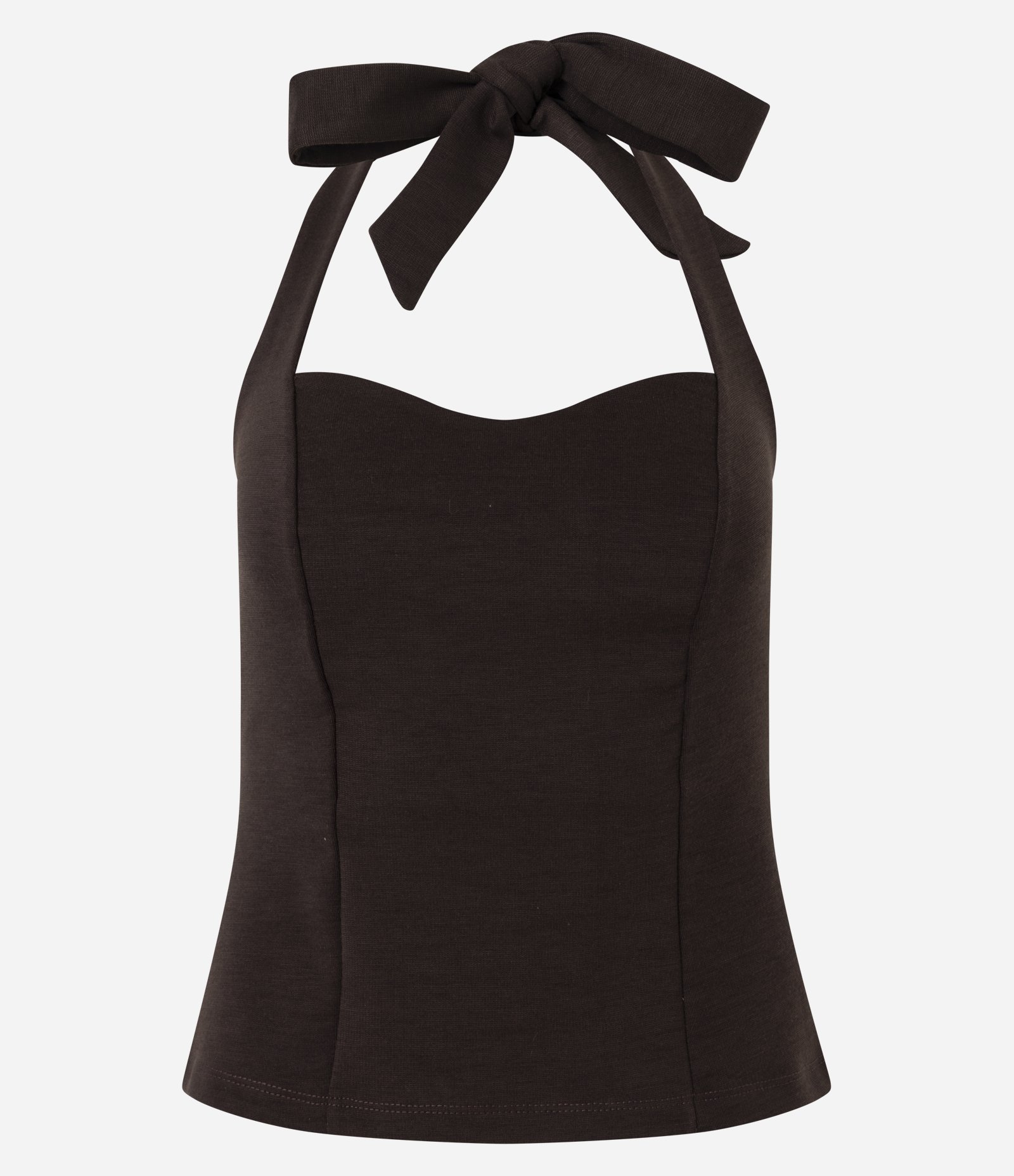 Blusa Frente Única em Ponto Roma com Decote Coração Marrom 5