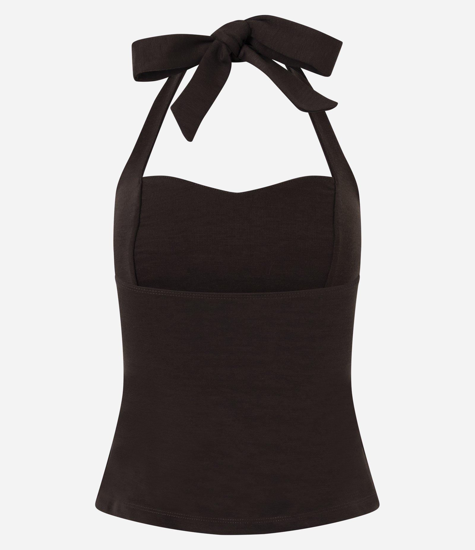 Blusa Frente Única em Ponto Roma com Decote Coração Marrom 6