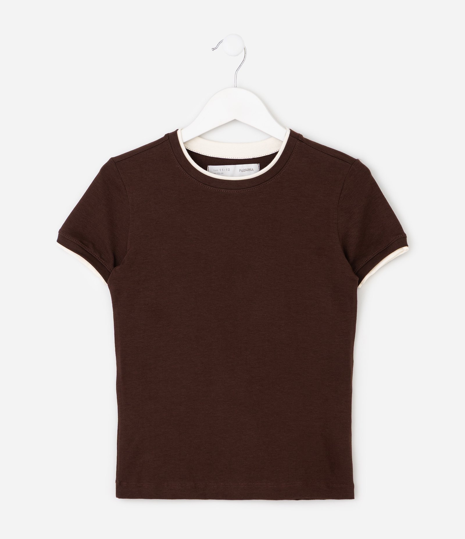 Blusa Baby Look Infantil com Detalhe Contrastante – Tam 5 a 16 Anos Marrom 1