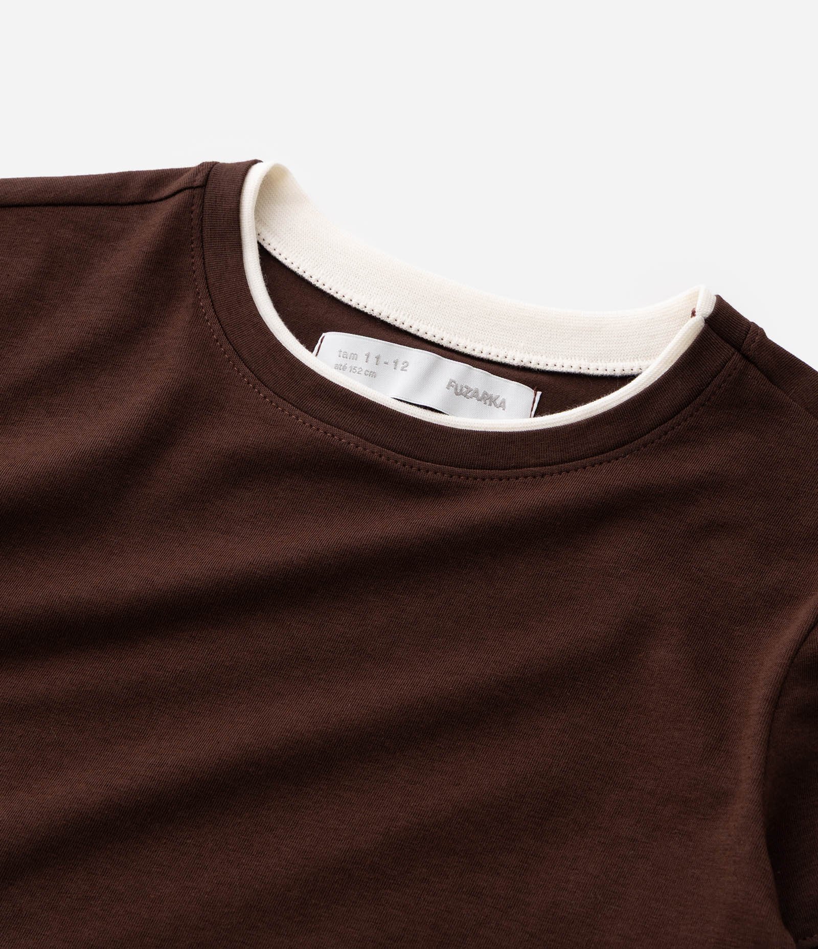 Blusa Baby Look Infantil com Detalhe Contrastante – Tam 5 a 16 Anos Marrom 4