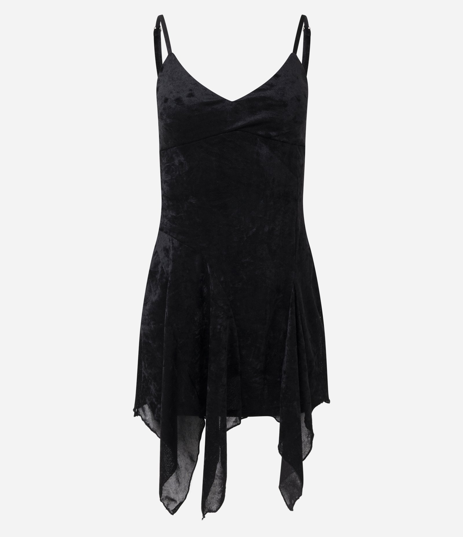 Vestido Curto de Alcinha em Veludo com Barra Assimétrica Preto 5