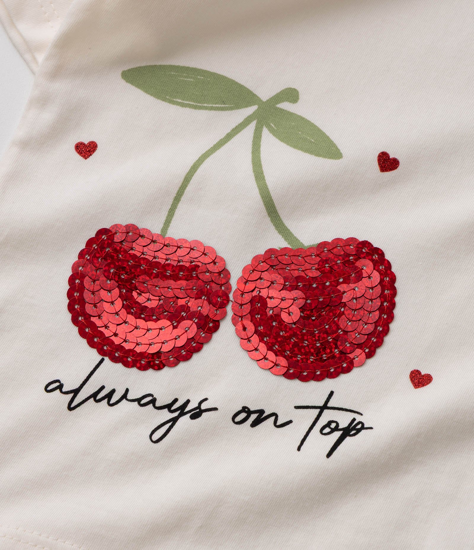 Blusa Boxy Infantil com Cereja em Paetê – Tam 5 a 16 Anos Off White 6