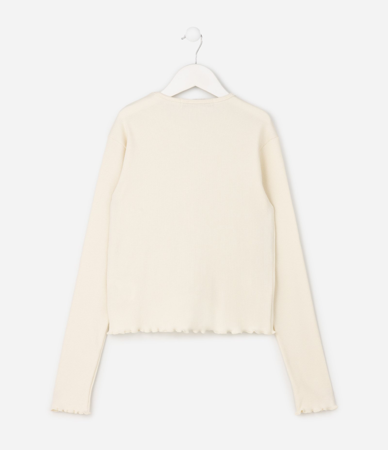 Blusa Baby Look Infantil em Ribana com Lacinhos de Veludo – Tam 5 a 16 Anos Off White 3
