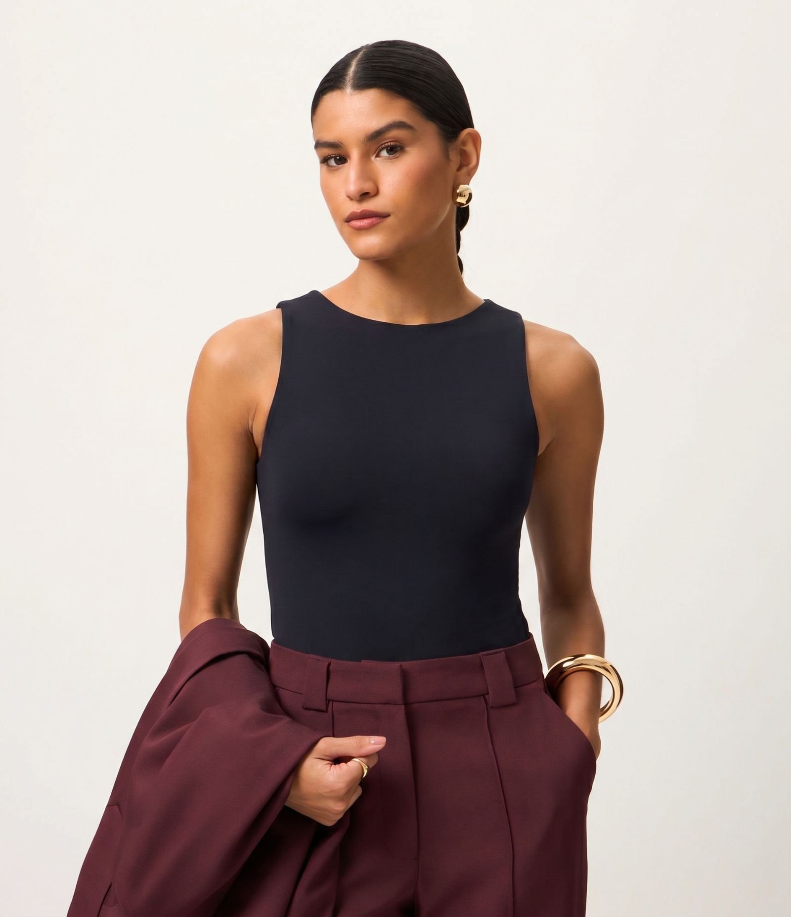 Blusa em Poliamida com Gola Redonda Preto 1