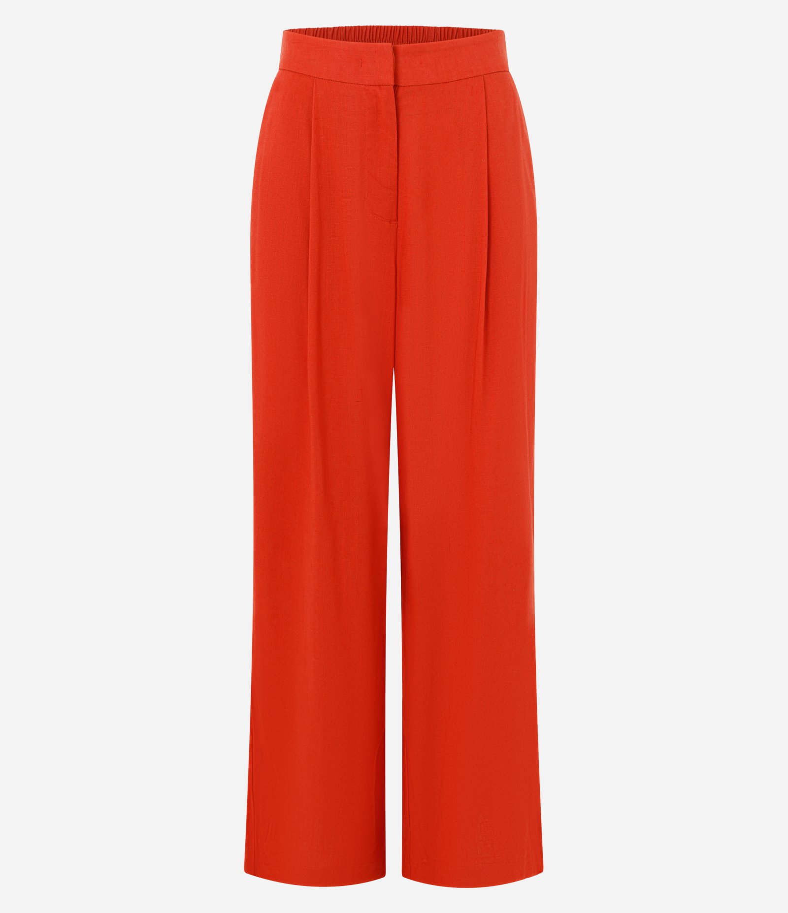 Calça Wide Leg em Viscolinho com Cós Elástico Vermelho 2