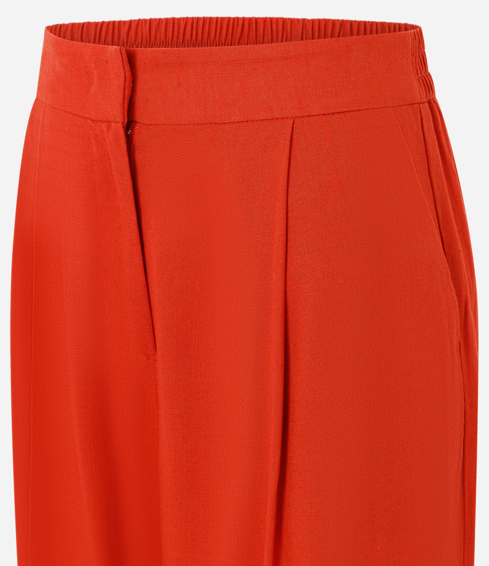 Calça Wide Leg em Viscolinho com Cós Elástico Vermelho 3