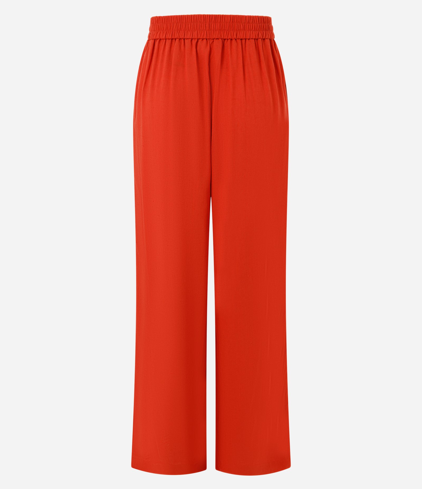 Calça Wide Leg em Viscolinho com Cós Elástico Vermelho 4