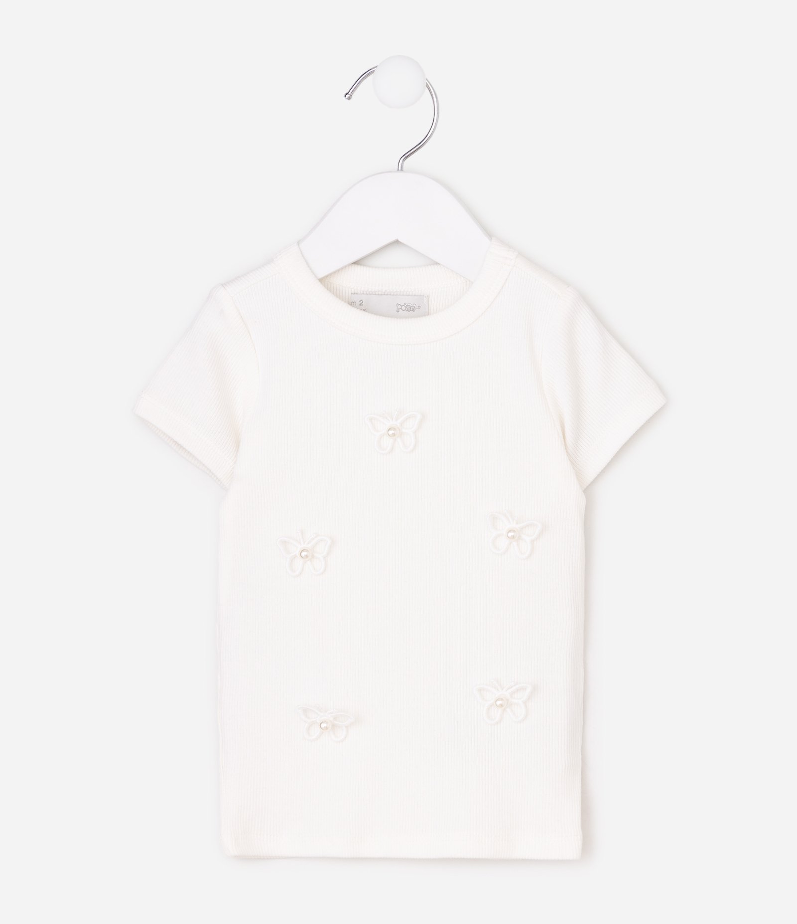 Camiseta Infantil Poim com Bordados de Flores Tam 1 a 6 Anos Branco 7