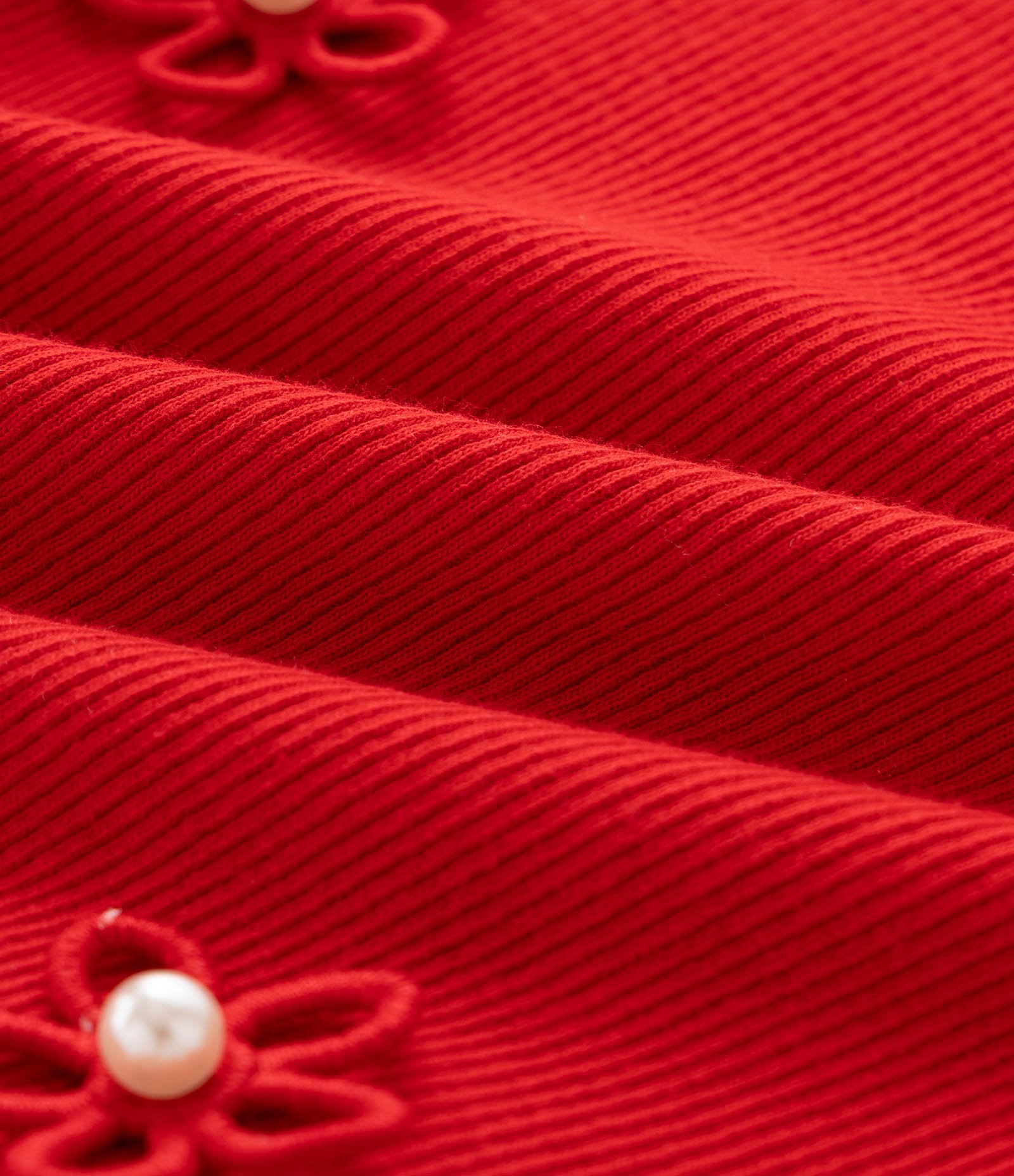 Camiseta Infantil Poim com Bordados de Flores Tam 1 a 6 Anos Vermelho 5
