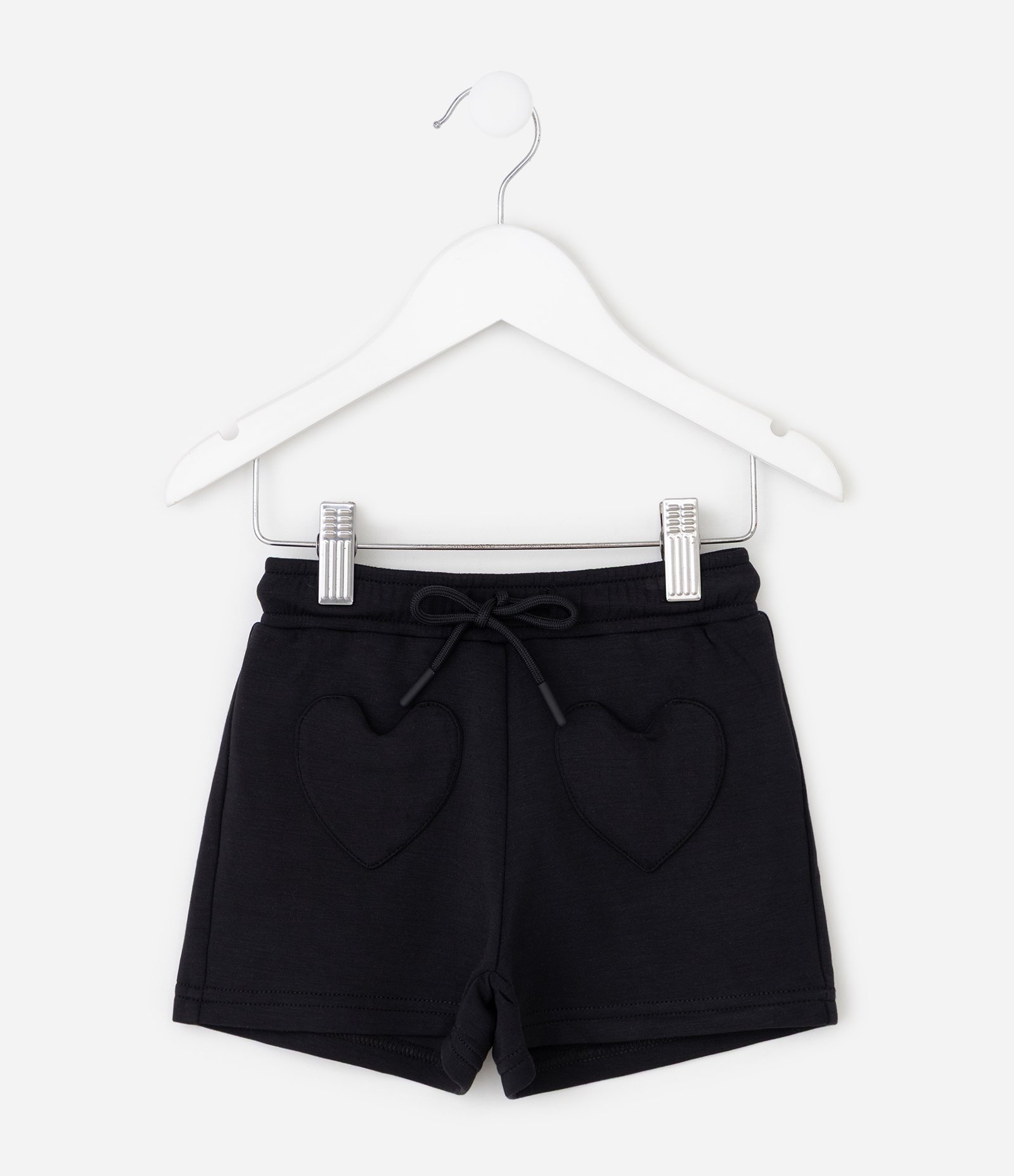 Short Runner Infantil em Modal com Bolsos de Coração – Tam 1 a 6 Anos Preto 2