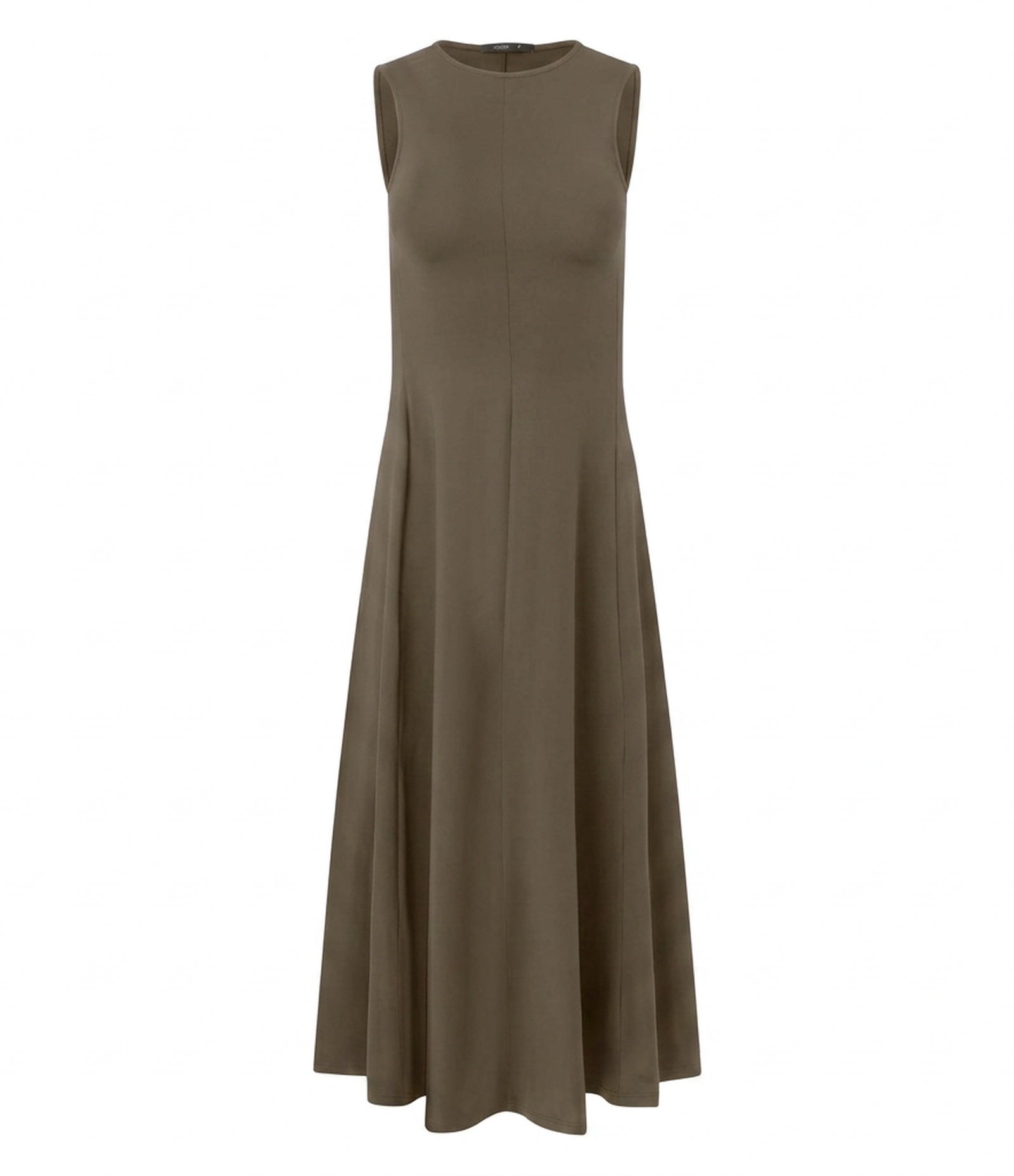 Vestido Evasê Longo em Poliamida com Decote Fechado Cinza 2