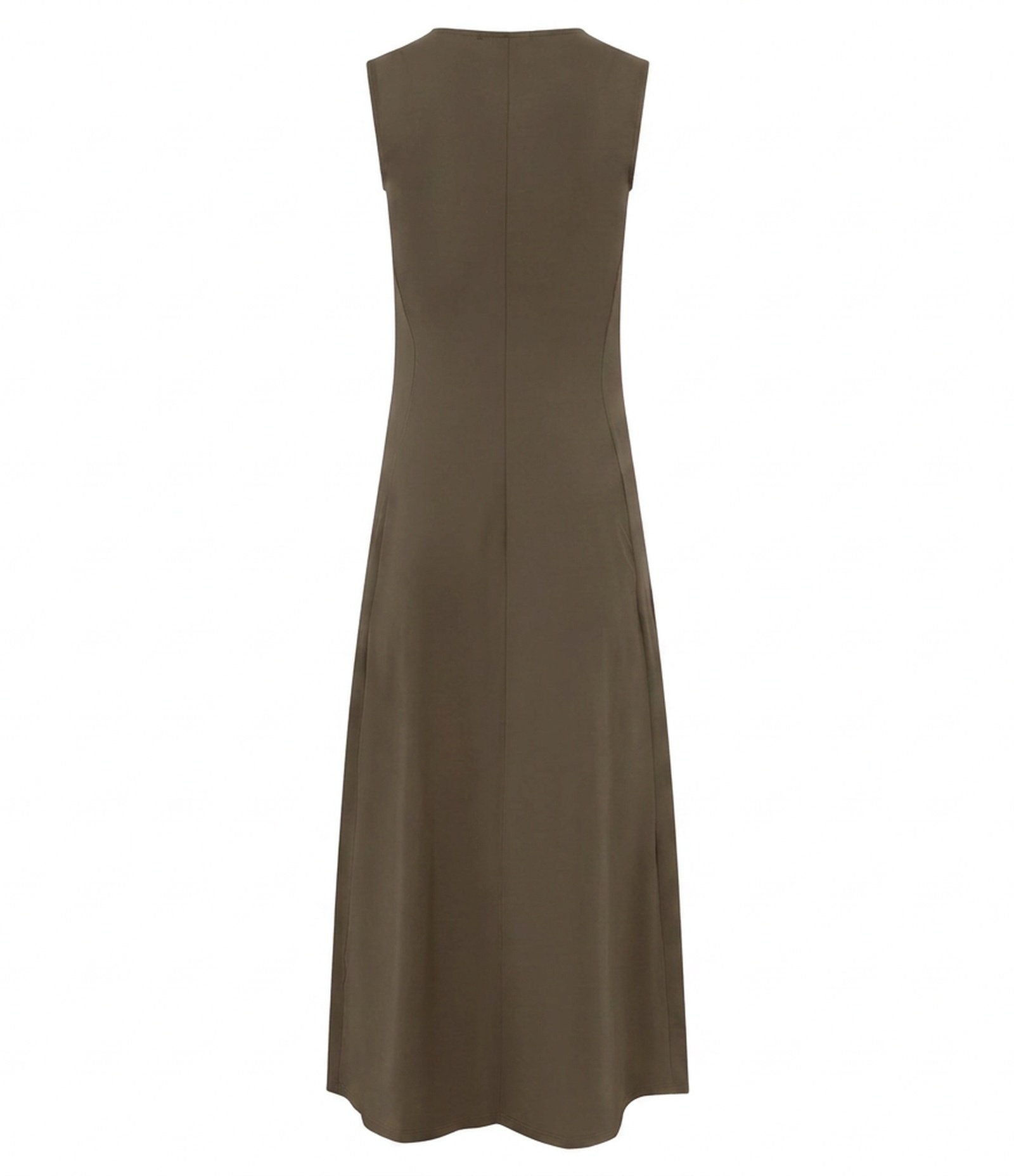 Vestido Evasê Longo em Poliamida com Decote Fechado Cinza 3