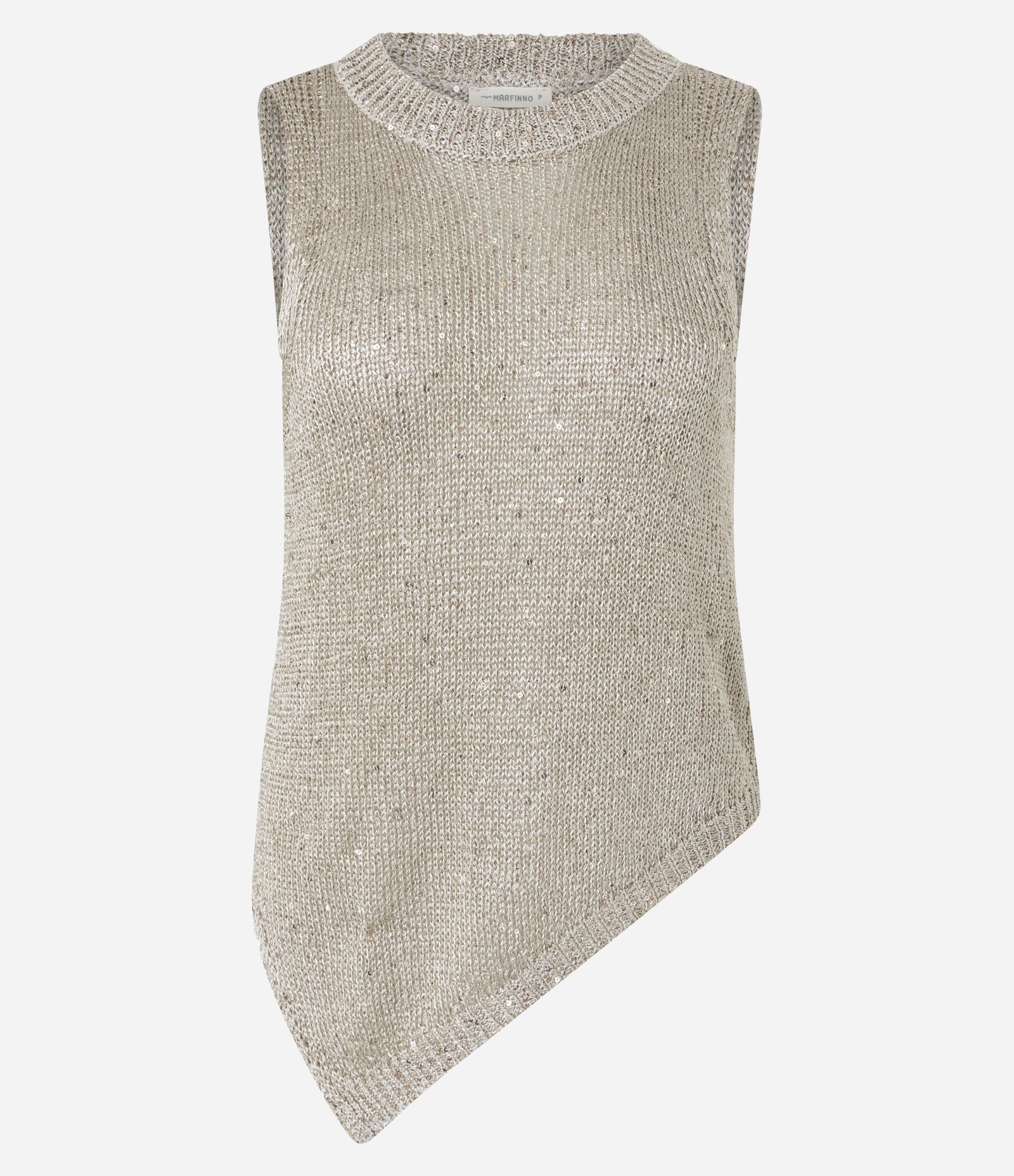 Blusa Relaxed em Tricô Alongada com Paetês Bege 1