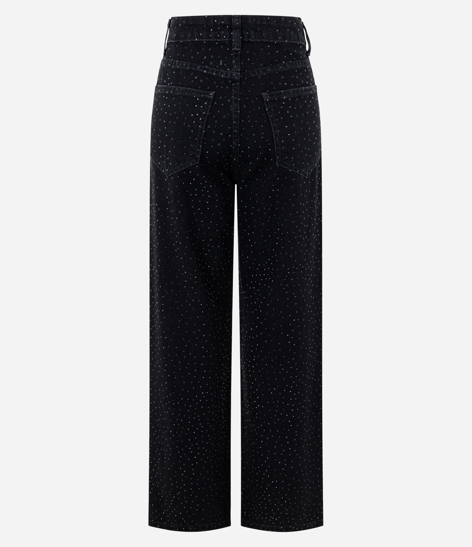 Calça Reta Comfort Jeans com Cintura Alta e Aplicação Brilho Preto 7
