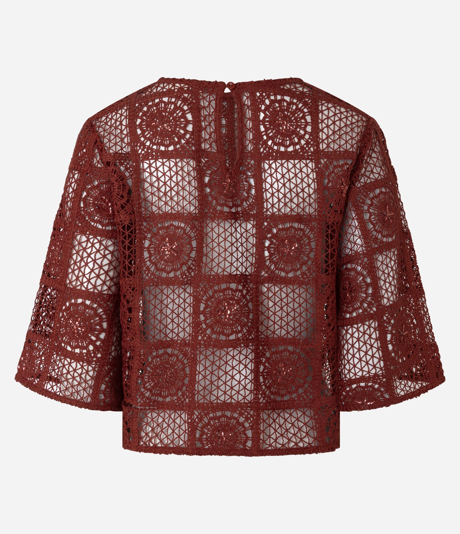 Blusa em Crochê com Paetês e Bordado Abstrato Vermelho 7
