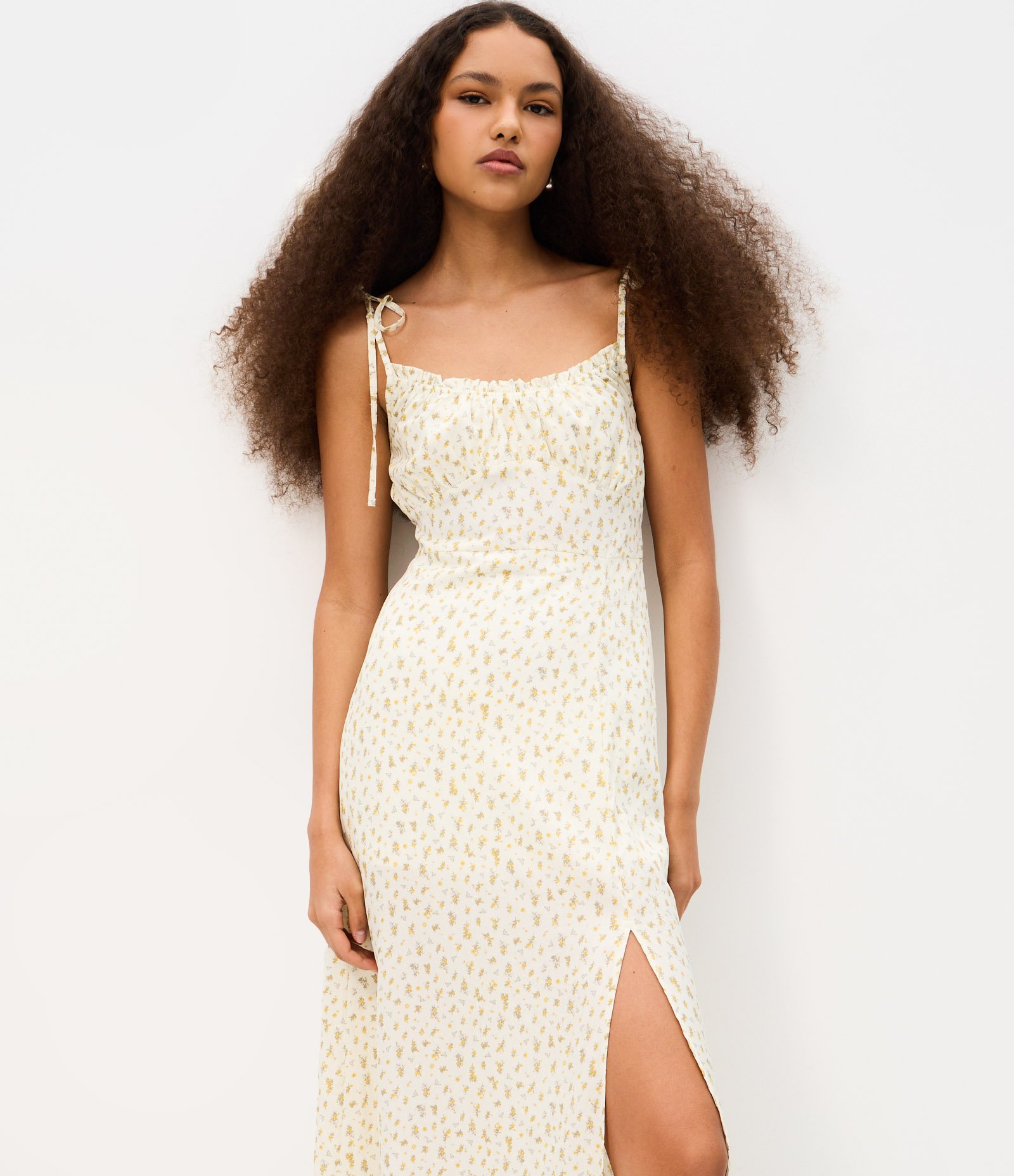Vestido Midi em Viscose com Estampa Floral Liberty e Alças com Amarração Off White 2