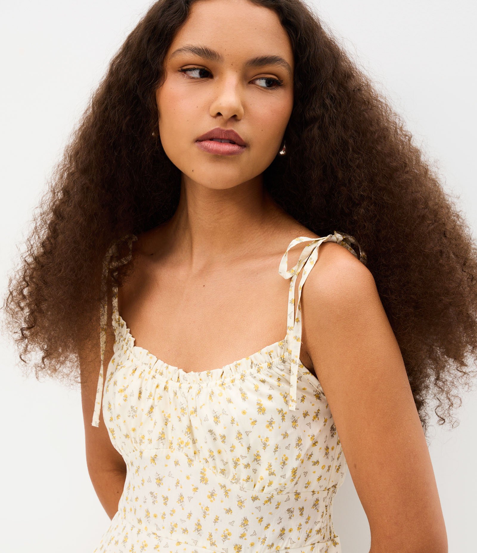 Vestido Midi em Viscose com Estampa Floral Liberty e Alças com Amarração Off White 3