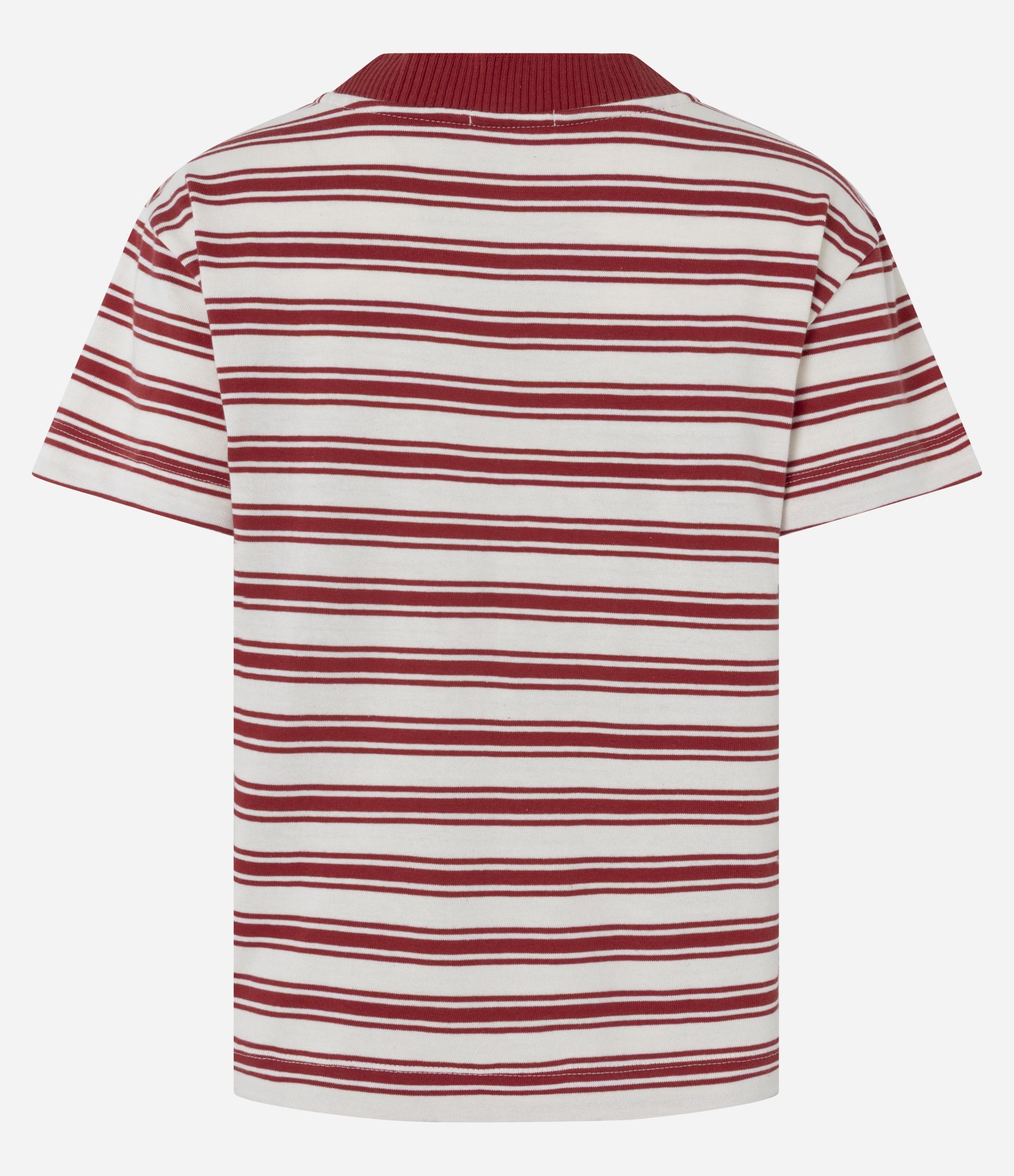 Camiseta em Algodão com Estampa Listrada Branco/Vermelho 3
