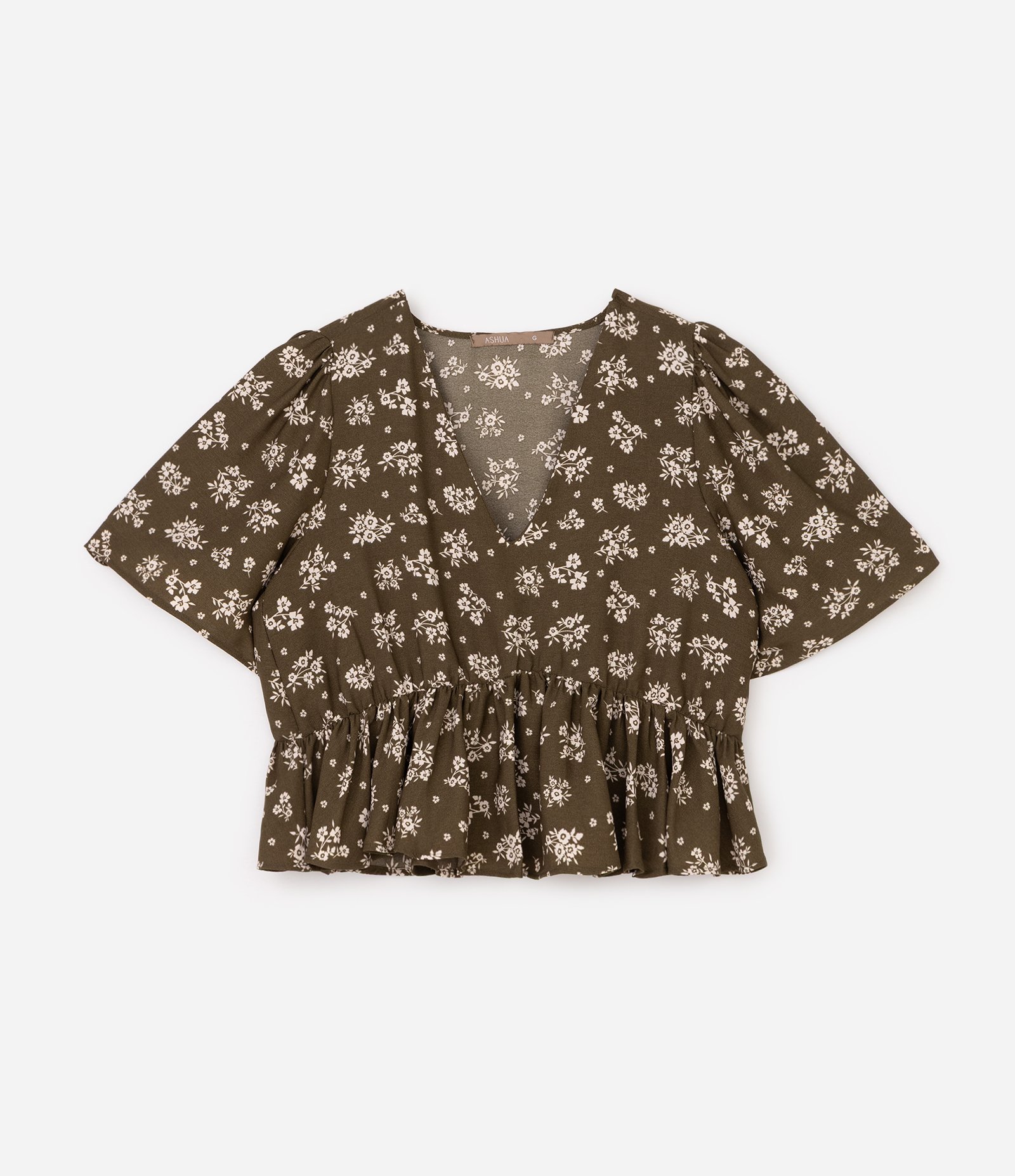 Blusa em Crepe Floral Curve & Plus Size Verde 6