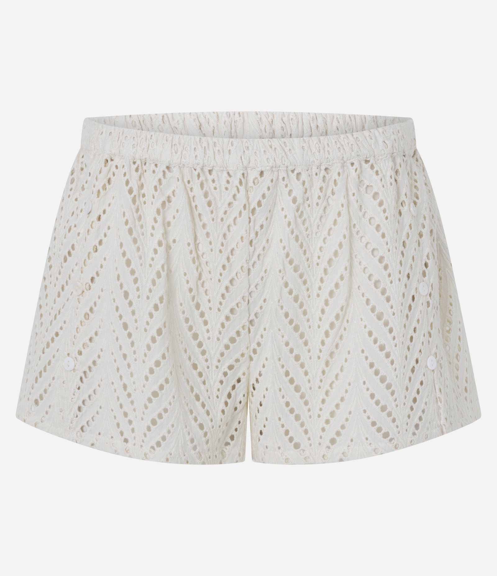 Saída de Praia Short em Laise com Trama Vazada Branco 1