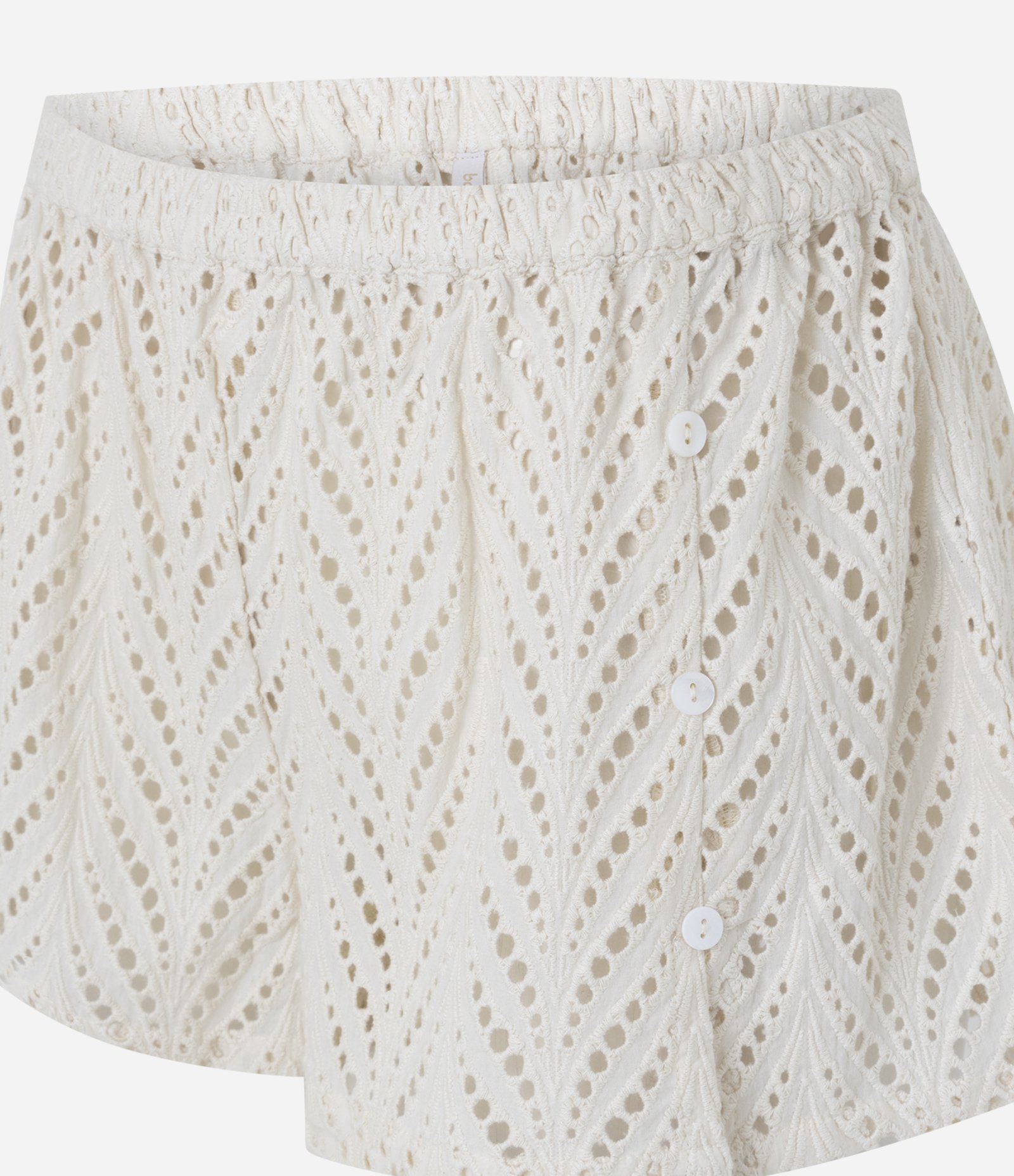 Saída de Praia Short em Laise com Trama Vazada Branco 2