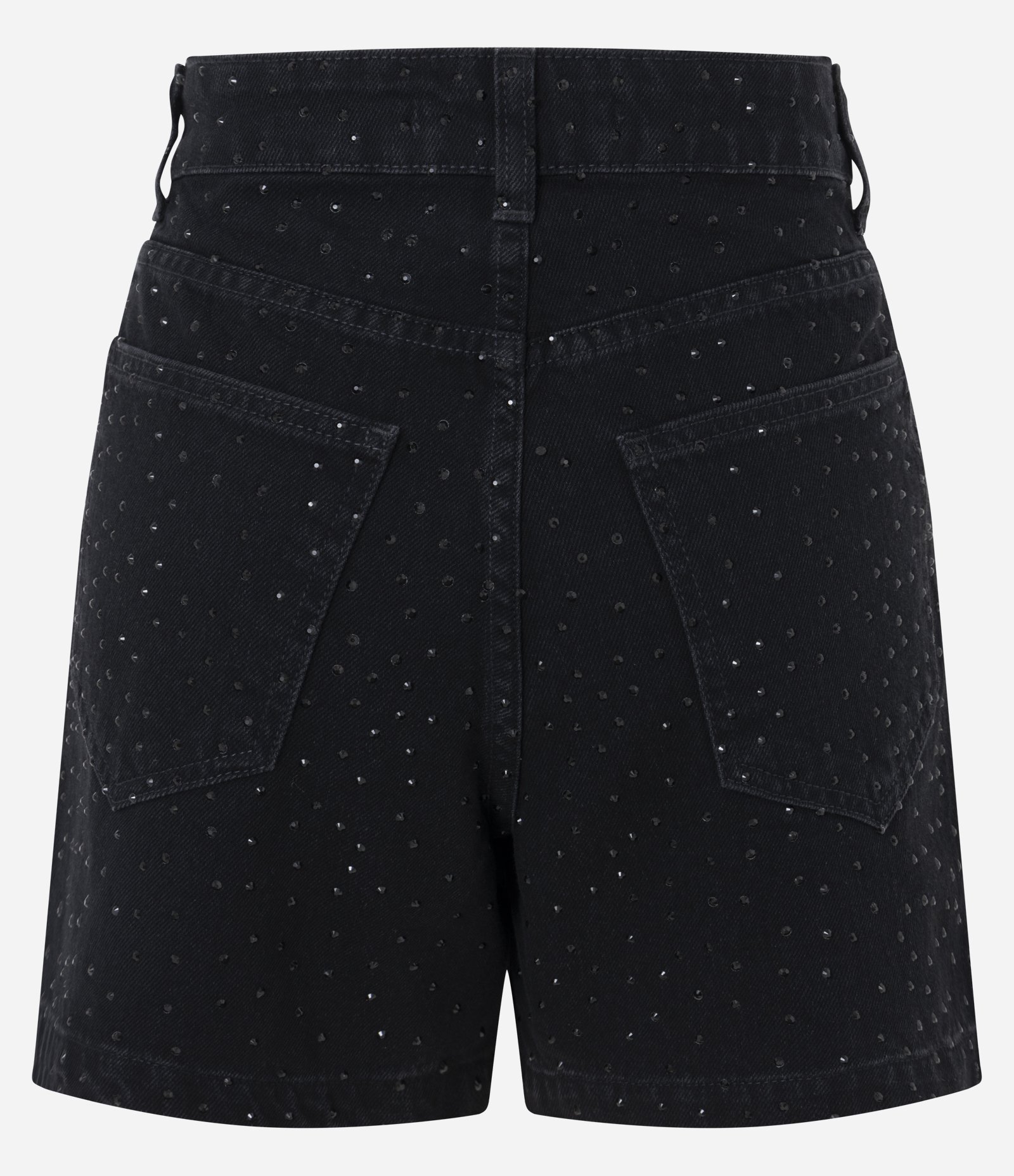 Short Mom em Jeans com Cintura Alta e Aplicação de Brilho Full Preto 7
