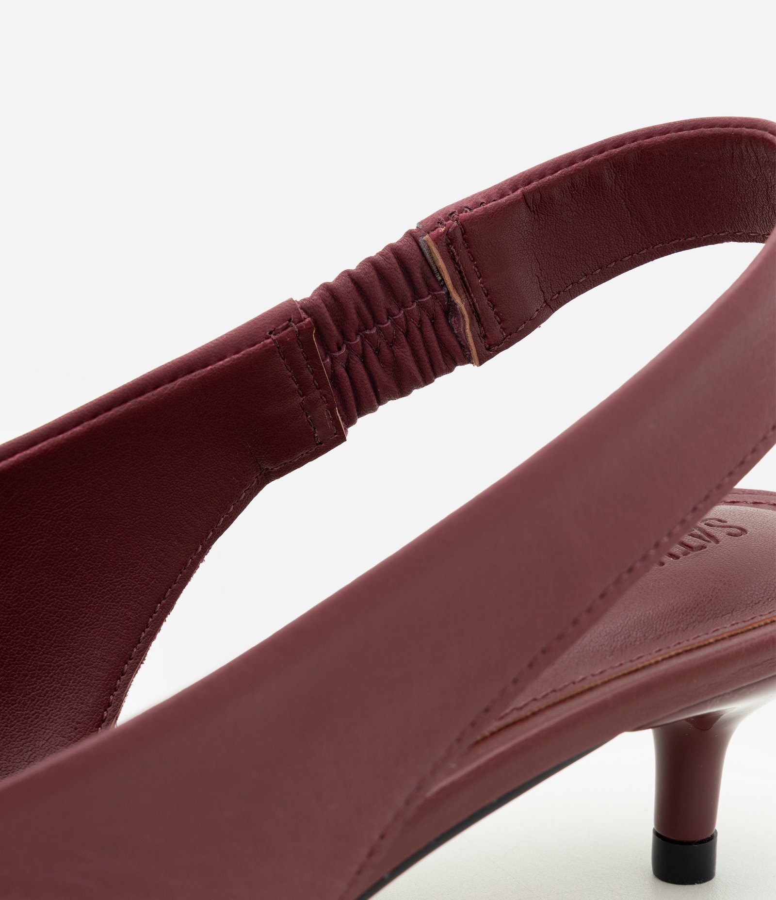 Sapato Slingback em Couro com Salto Baixo Kitten Heel Bordô 5