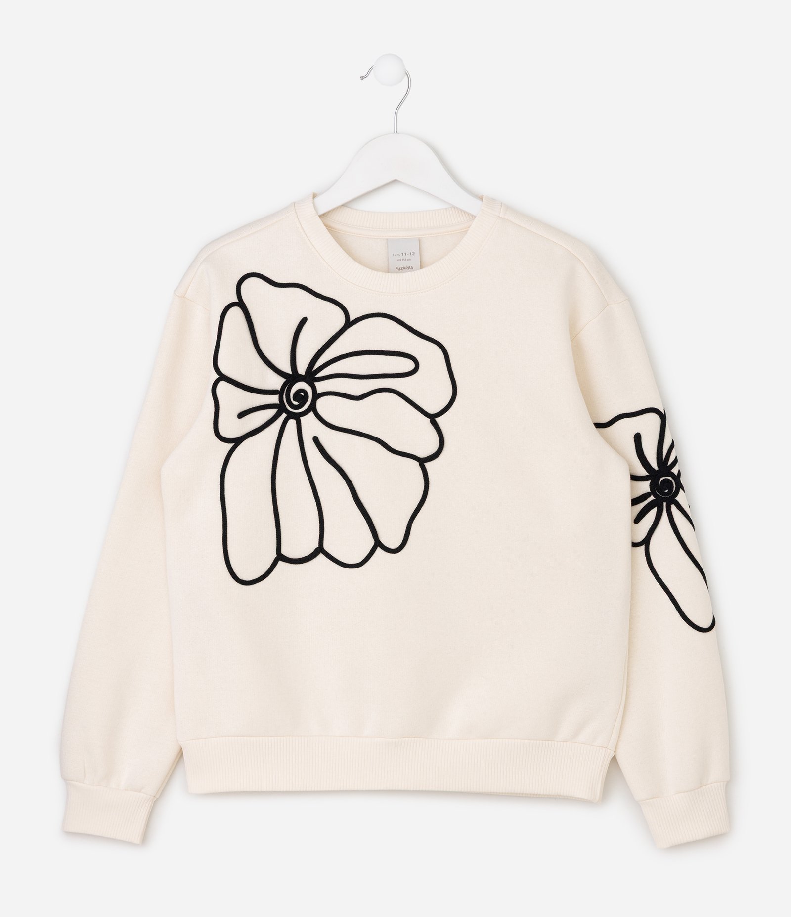 Casaco Infantil com Bordado de Flor em Corda – Tam 5 a 16 Anos Off White 2
