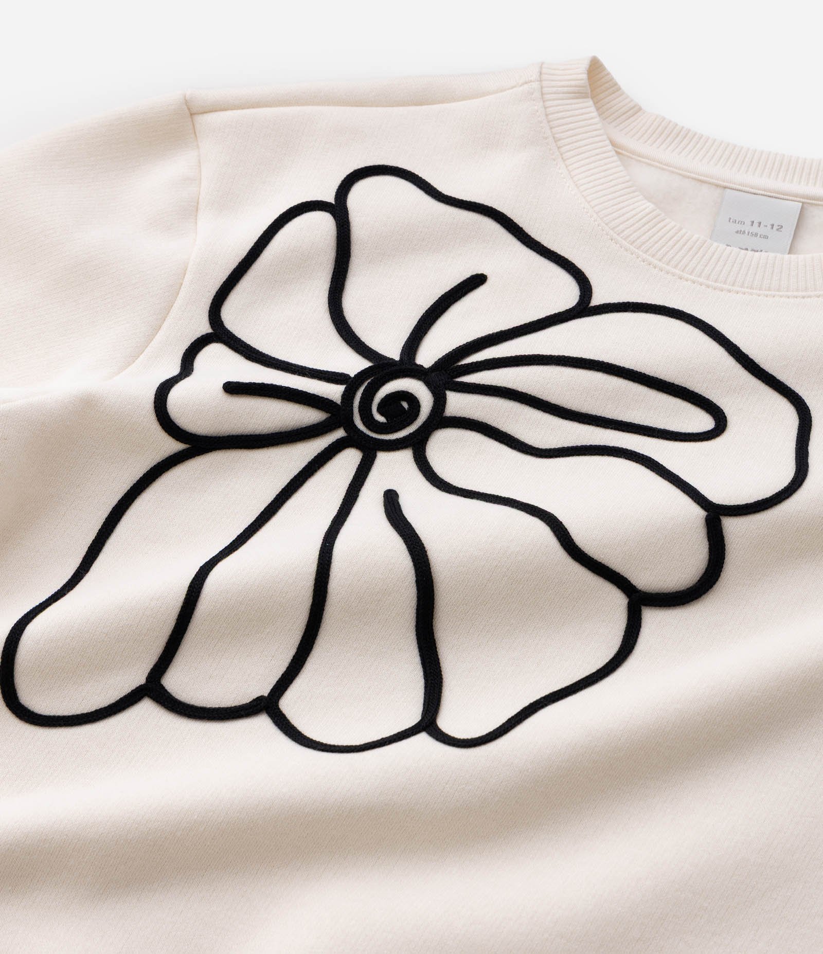 Casaco Infantil com Bordado de Flor em Corda – Tam 5 a 16 Anos Off White 5