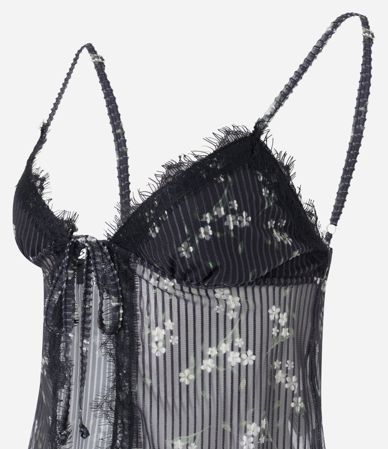 Blusa de Alcinha em Tule Floral com Detalhe em Renda Preto 6