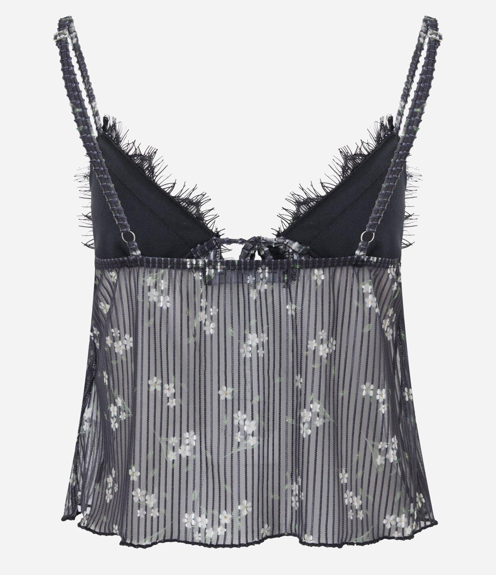 Blusa de Alcinha em Tule Floral com Detalhe em Renda Preto 7