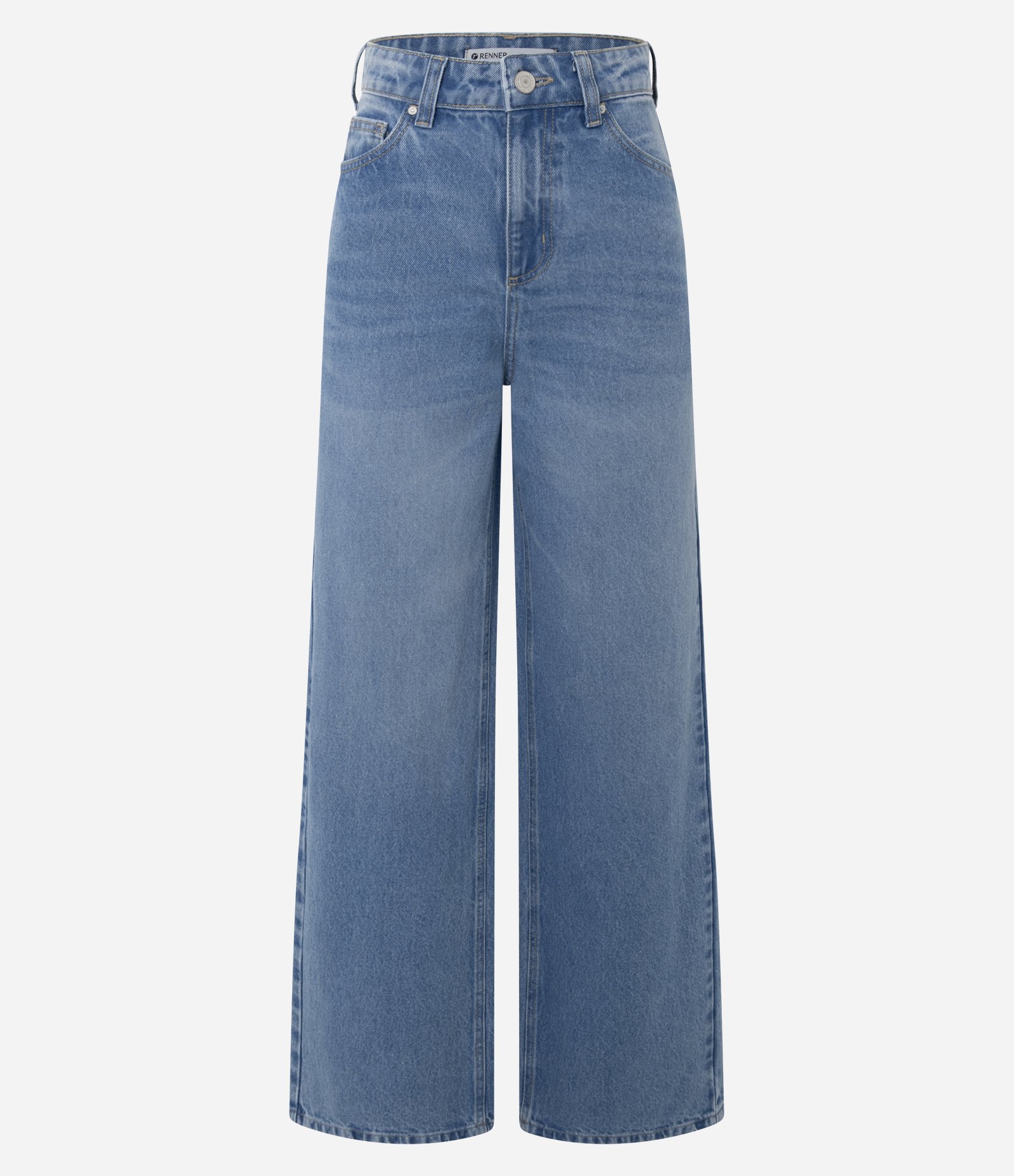 Calça Wide Leg em Jeans com Cintura Alta e Bolsos Azul Claro 6