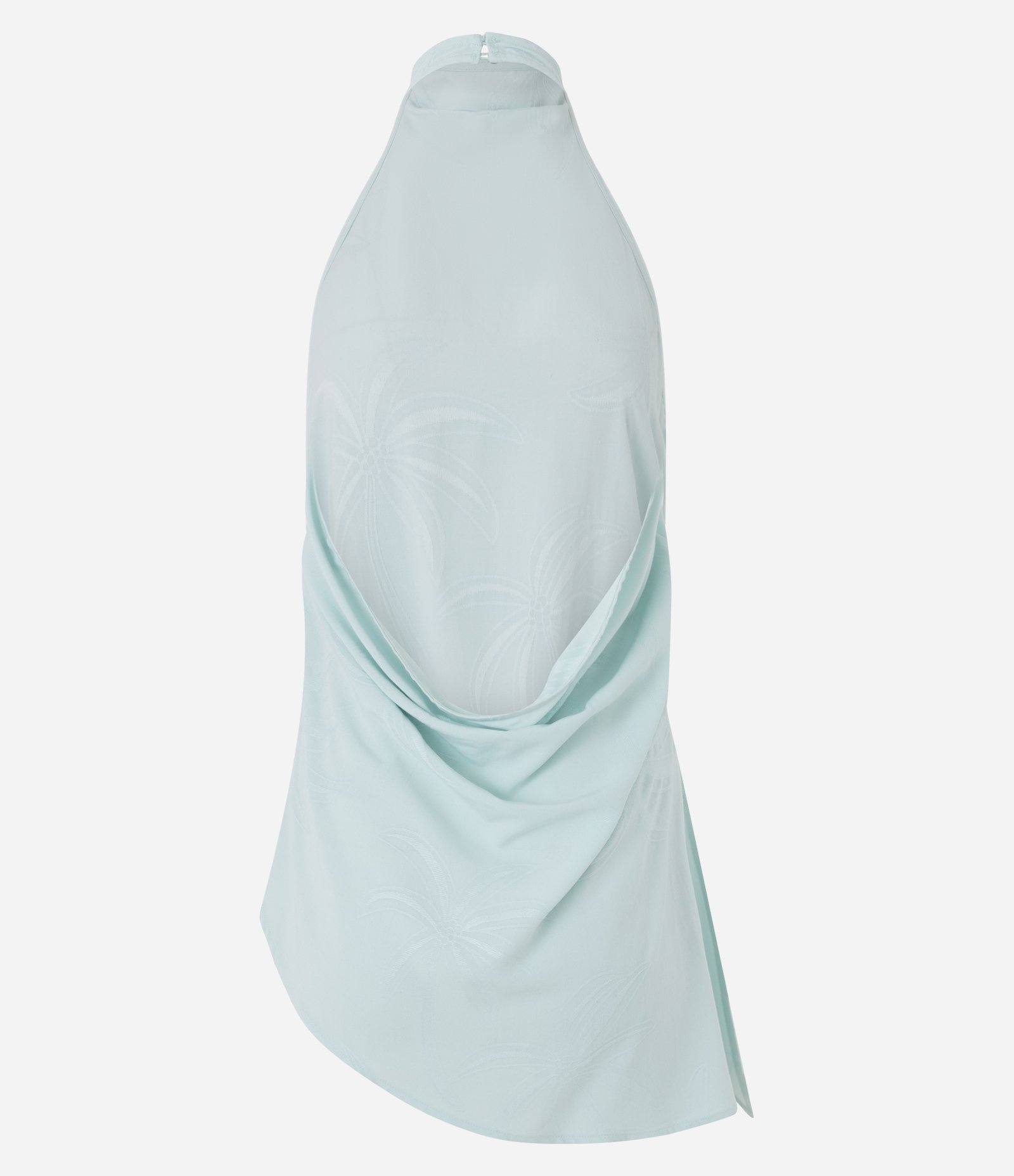 Blusa em Jacquard com Decote Degagê e Barra Assimétrica Azul 7