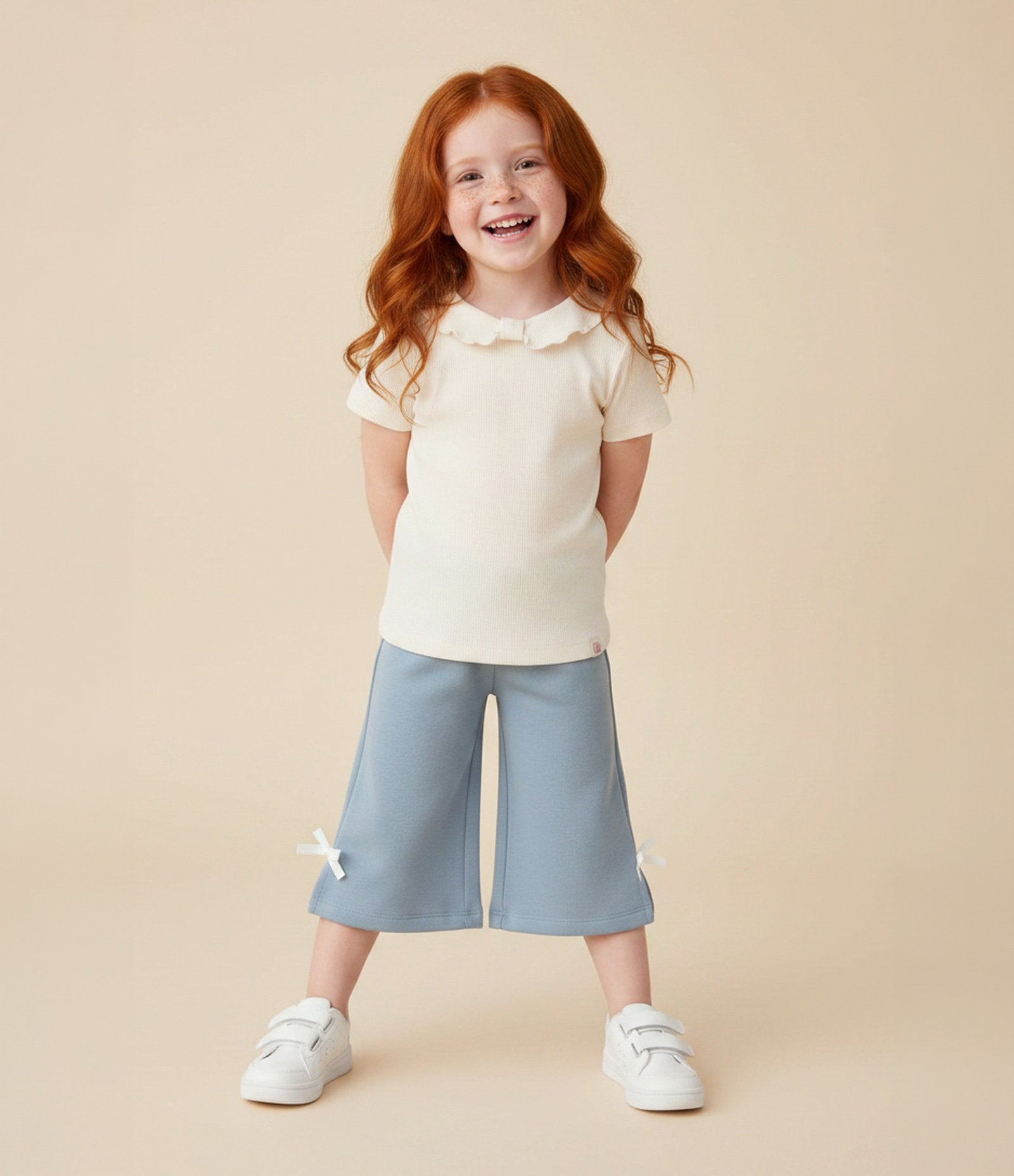 Blusa Comfort Infantil com Gola Boneca e Laço – Tam 1 a 6 Anos Off White 2