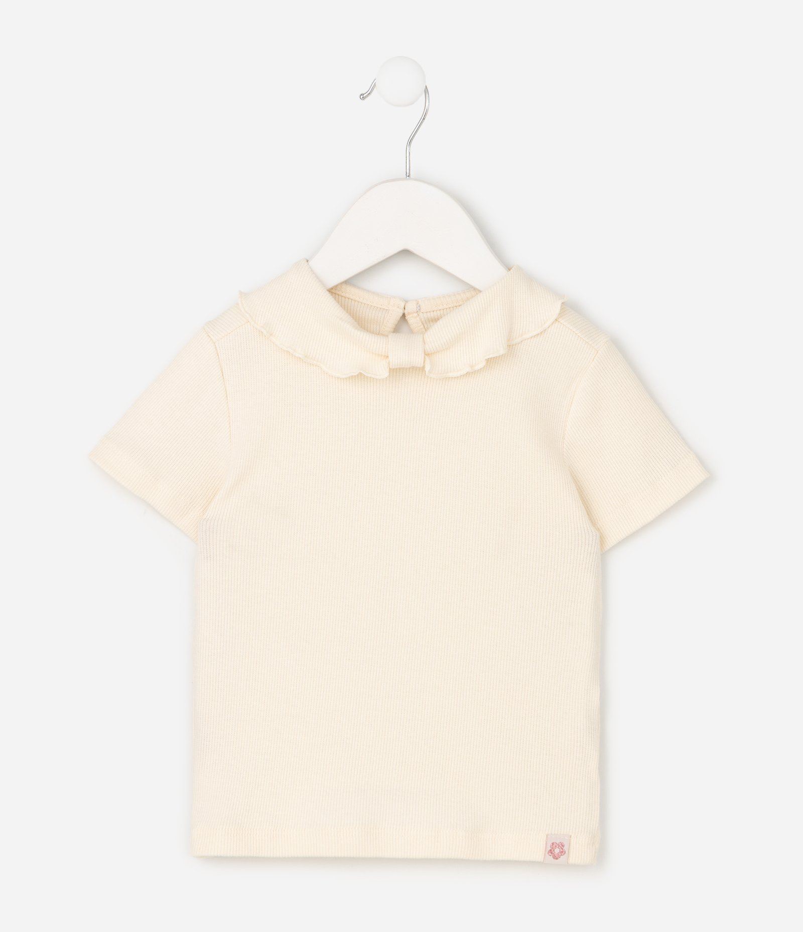 Blusa Comfort Infantil com Gola Boneca e Laço – Tam 1 a 6 Anos Off White 3