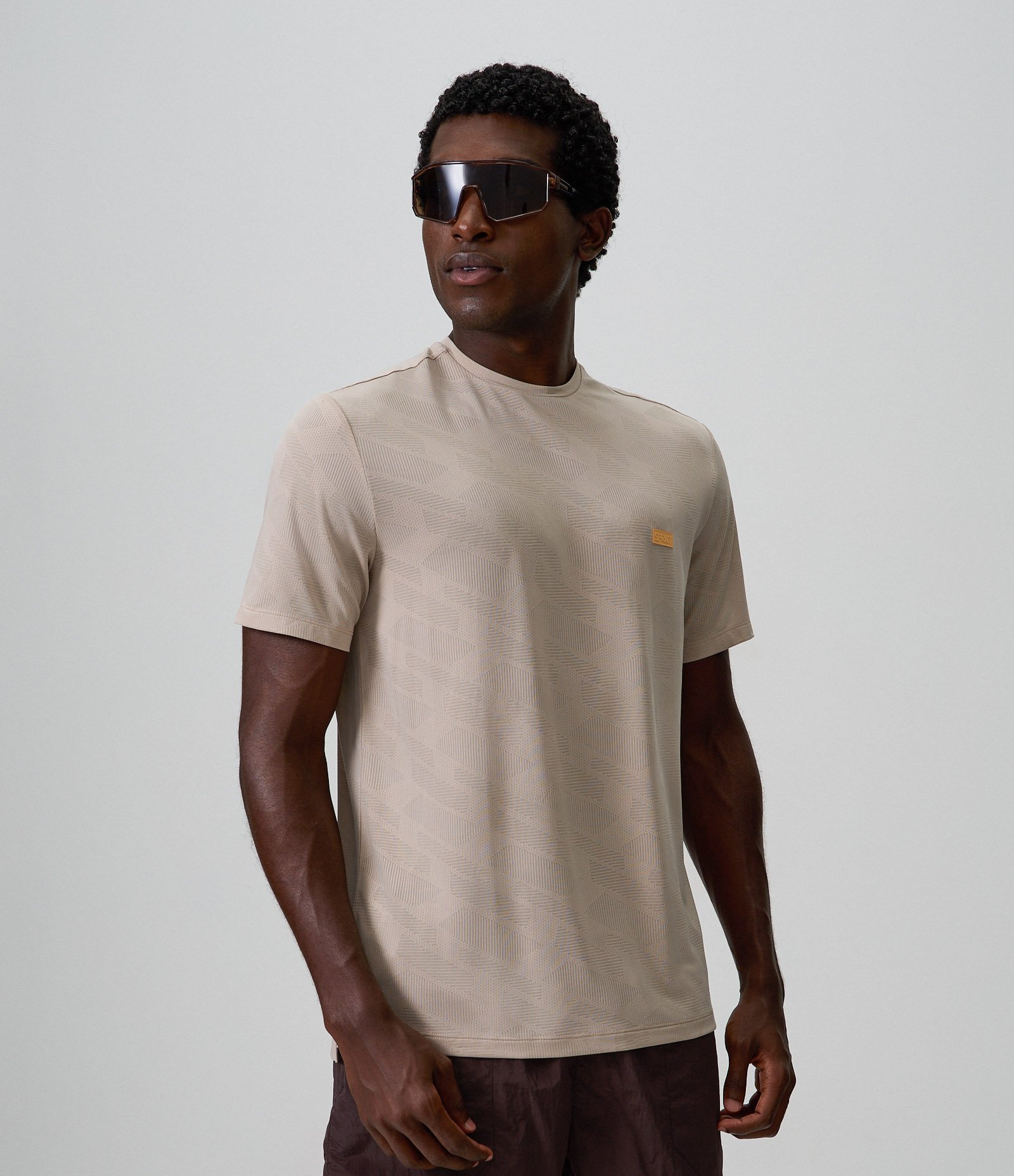 Camiseta Dry Jacquard com Print no Peito Cinza 1