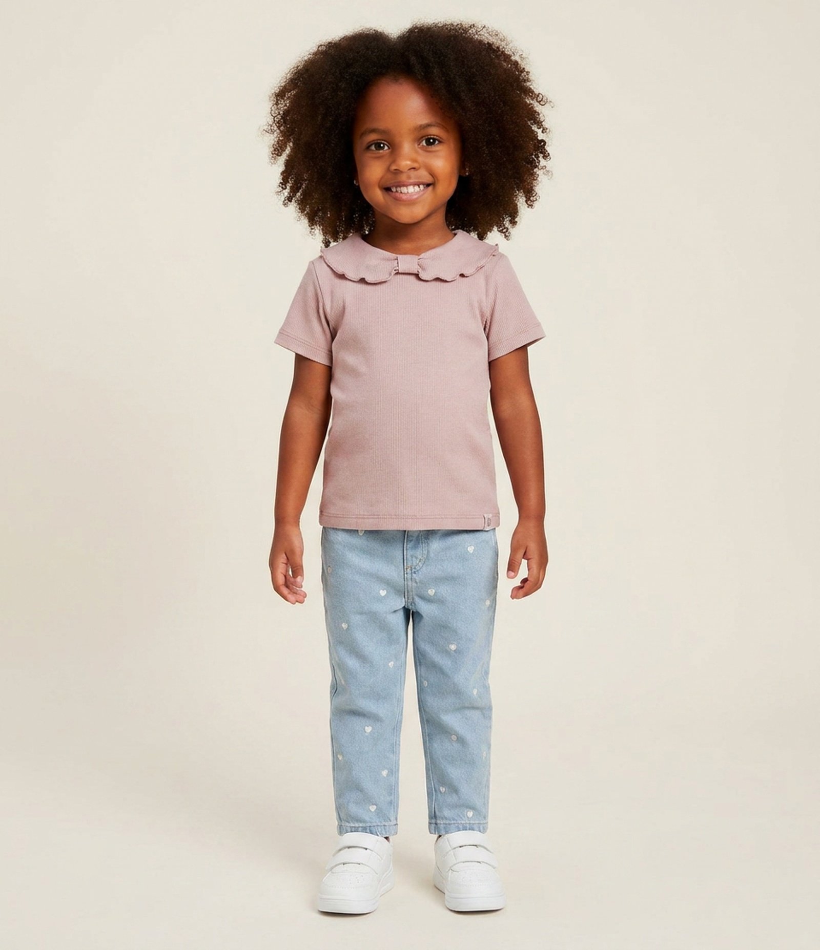 Blusa Comfort Infantil com Gola Boneca e Laço – Tam 1 a 6 Anos Rosa Antigo 1