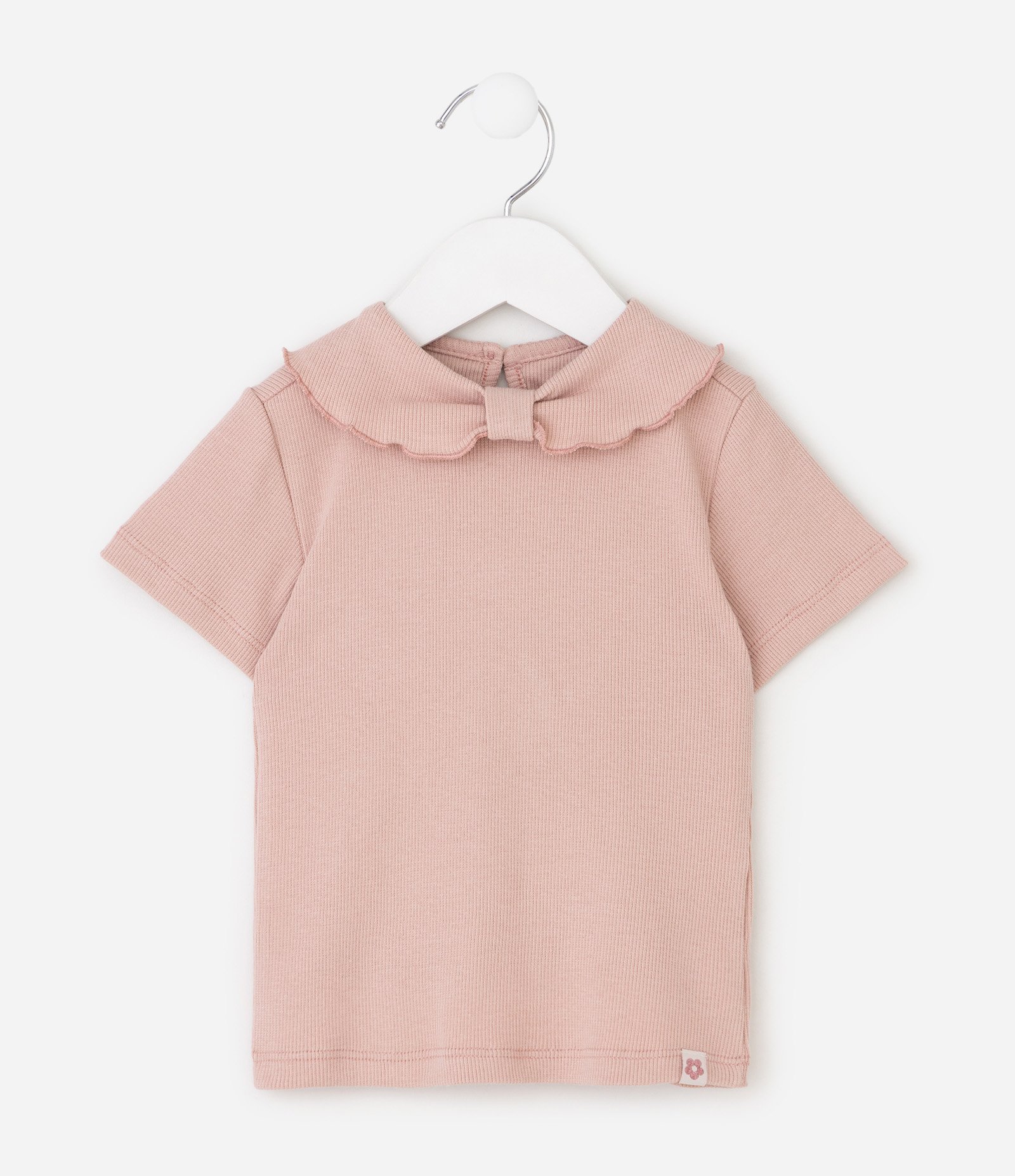 Blusa Comfort Infantil com Gola Boneca e Laço – Tam 1 a 6 Anos Rosa Antigo 2